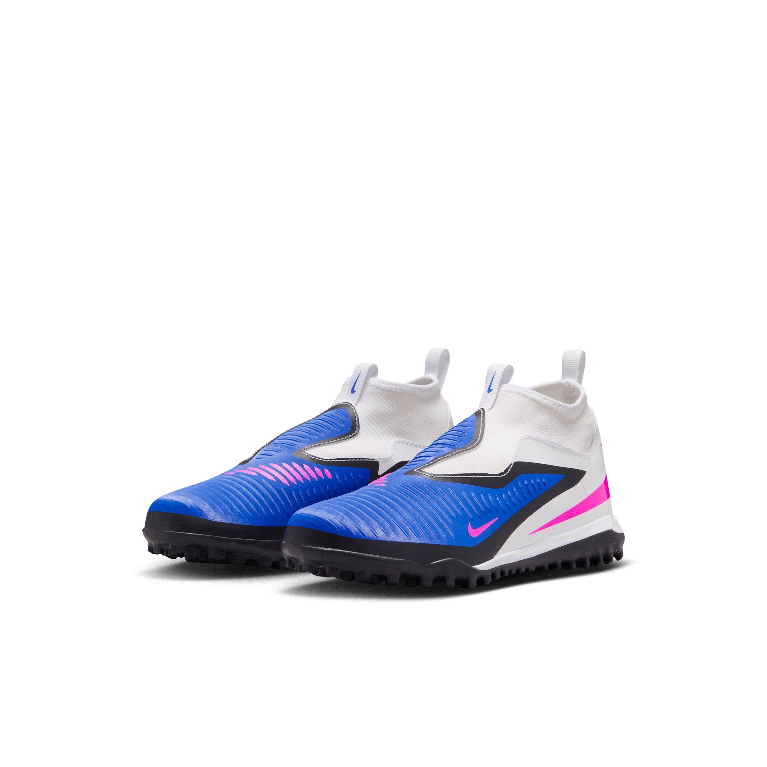 Nike Jr. Phantom 6 High Academy "Racer Blue/White/Pink Blast" Grade School Kids' Soccer Shoe - BLUE/WHITE/PINK Thumbnail View 3