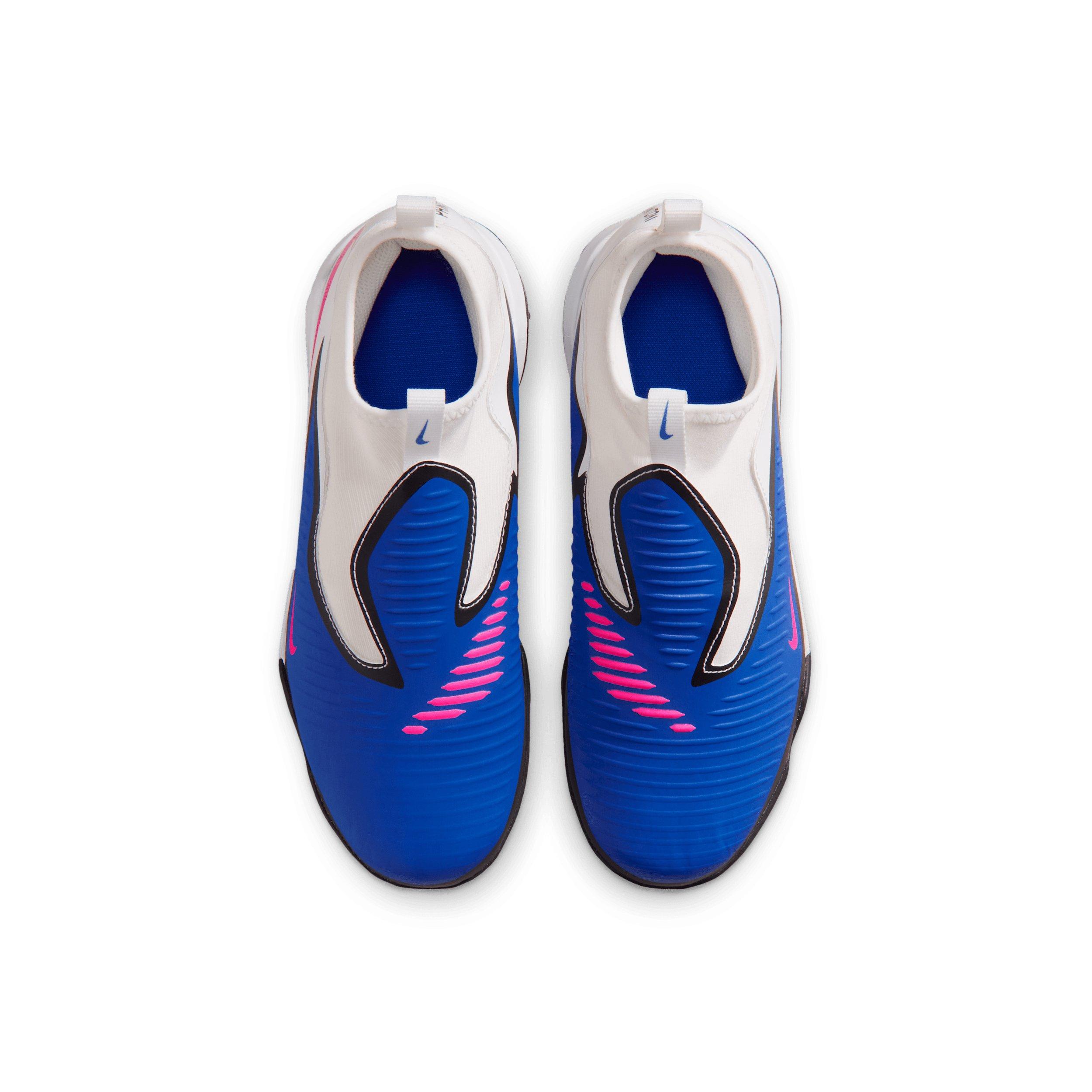 Nike Jr. Phantom 6 High Academy "Racer Blue/White/Pink Blast" Grade School Kids' Soccer Shoe - BLUE/WHITE/PINK Thumbnail View 4
