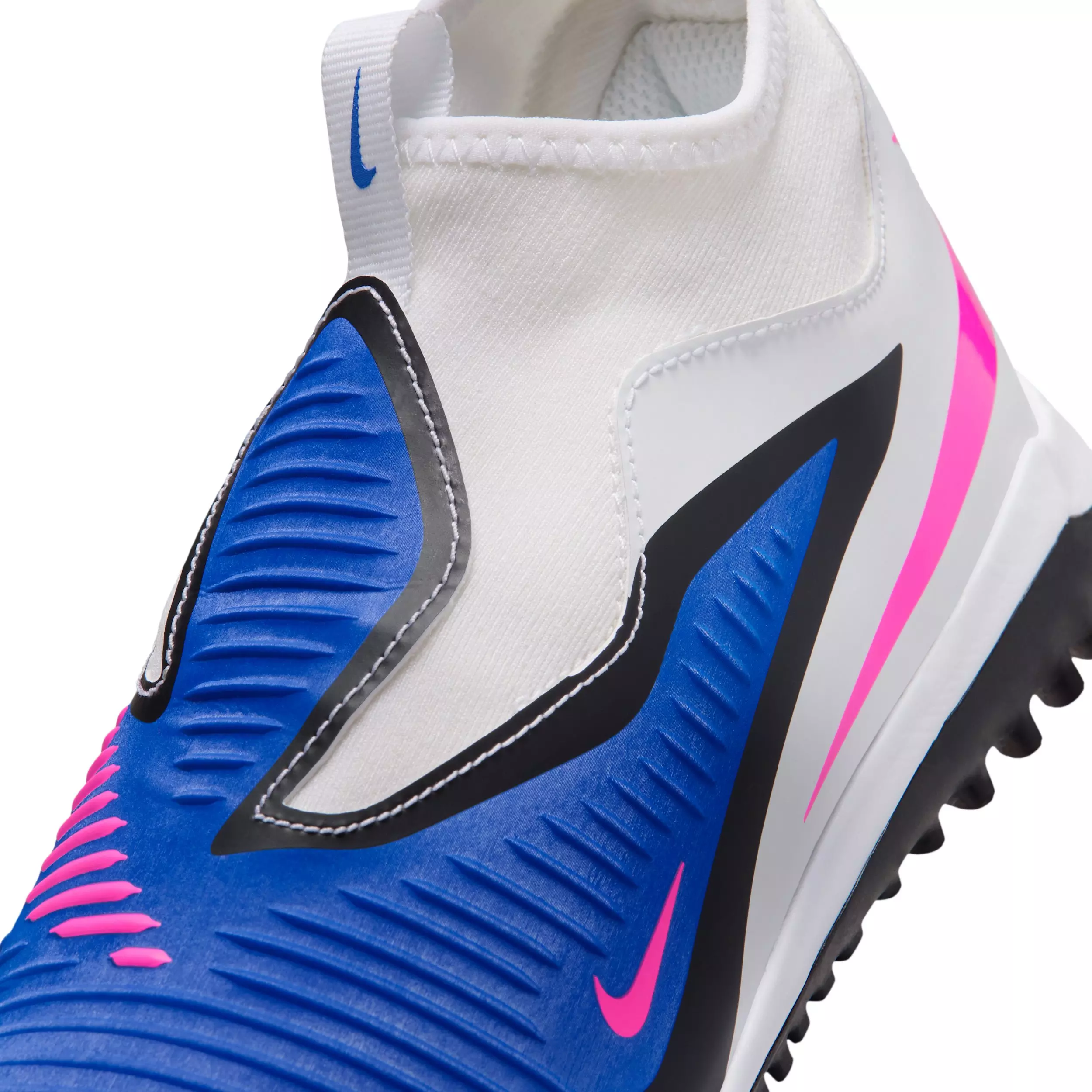Nike Jr. Phantom 6 High Academy "Racer Blue/White/Pink Blast" Grade School Kids' Soccer Shoe - BLUE/WHITE/PINK