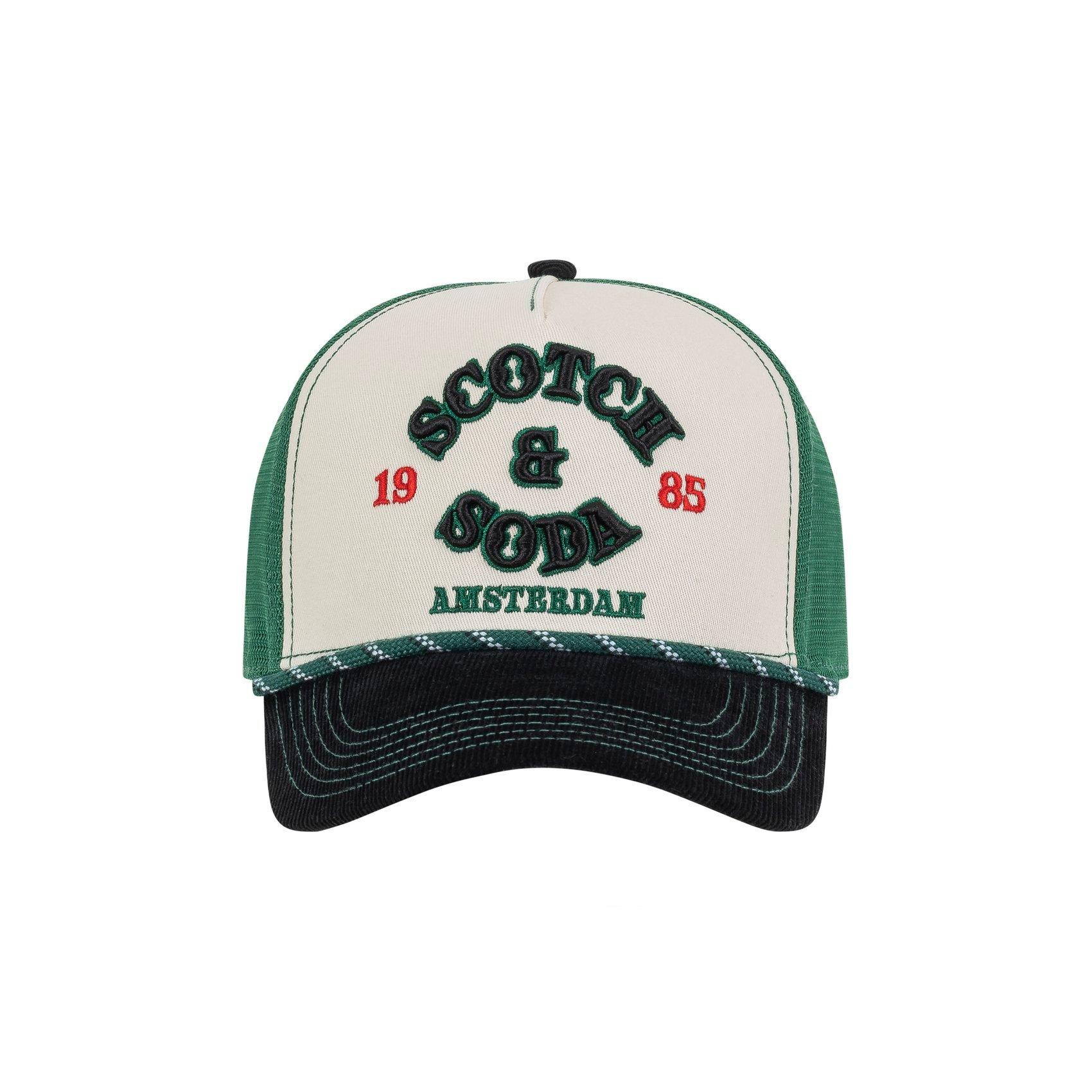 Scotch & Soda Breezy Adjustable Trucker Hat -Black/Green - BLACK/GREEN Thumbnail View 1