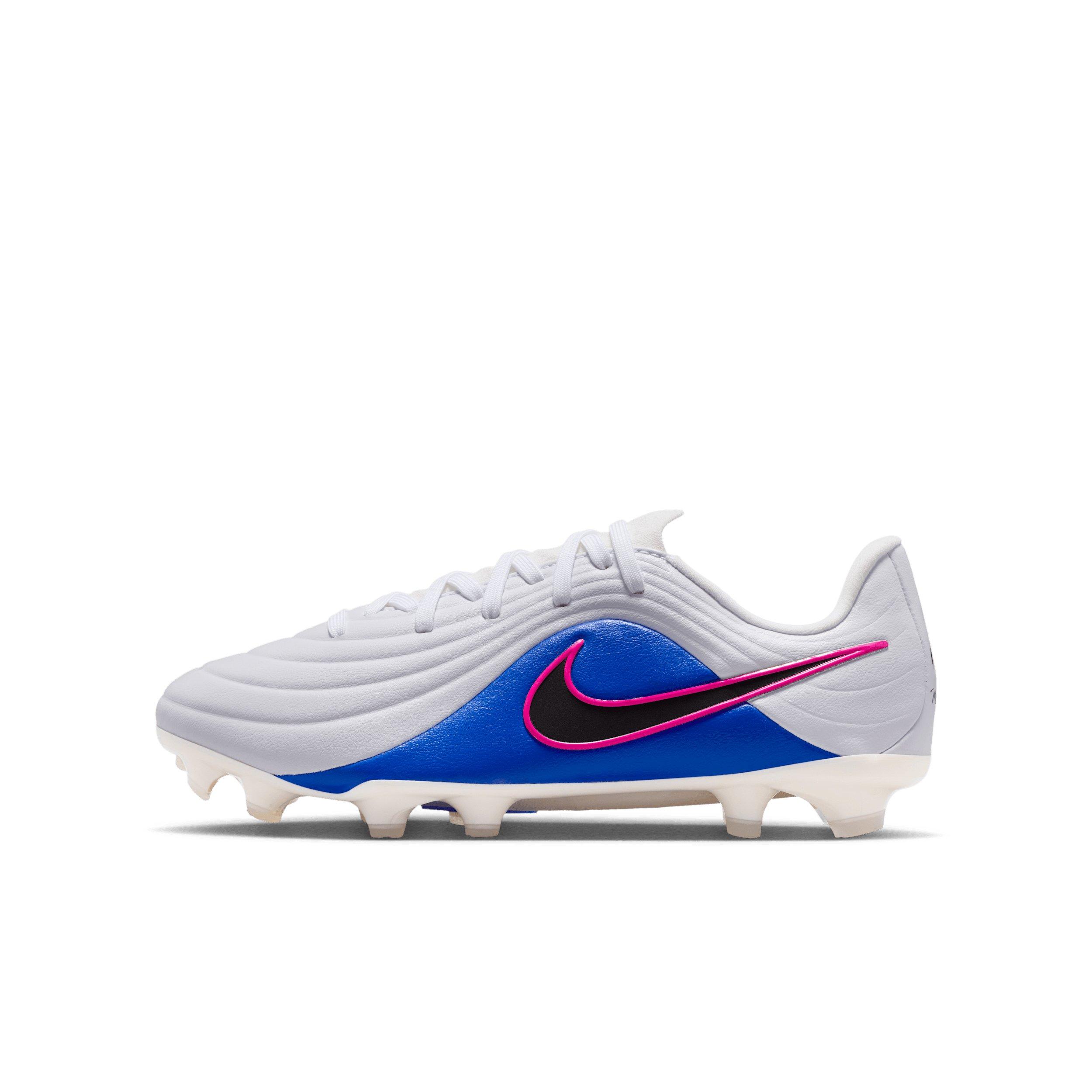Nike Tiempo Maestro Academy "White/Racer Blue/Pink Blast/Black" Grade School Kids' Soccer Cleat - WHITE/BLUE/PINK/BLACK Thumbnail View 2