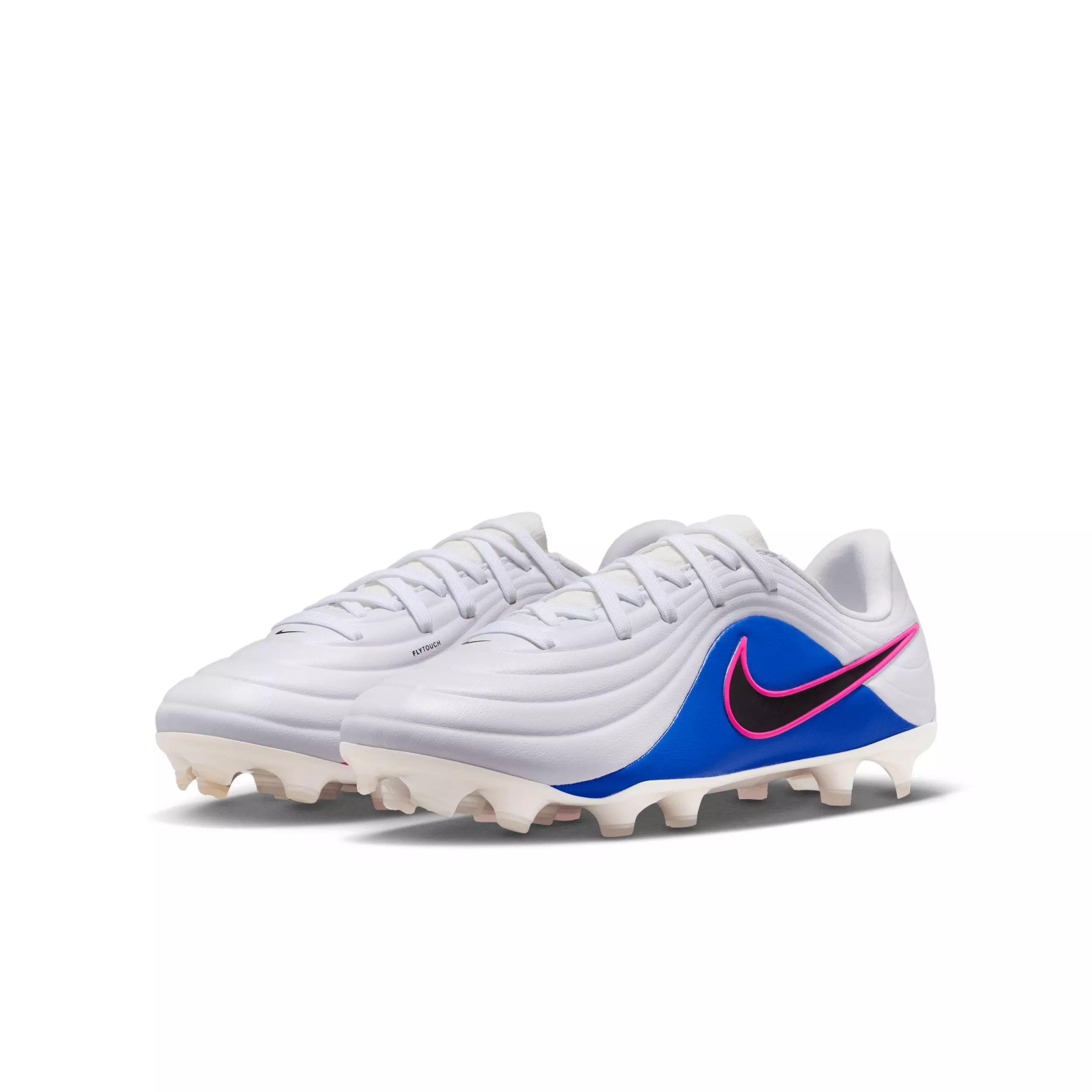 Nike Tiempo Maestro Academy "White/Racer Blue/Pink Blast/Black" Grade School Kids' Soccer Cleat - WHITE/BLUE/PINK/BLACK