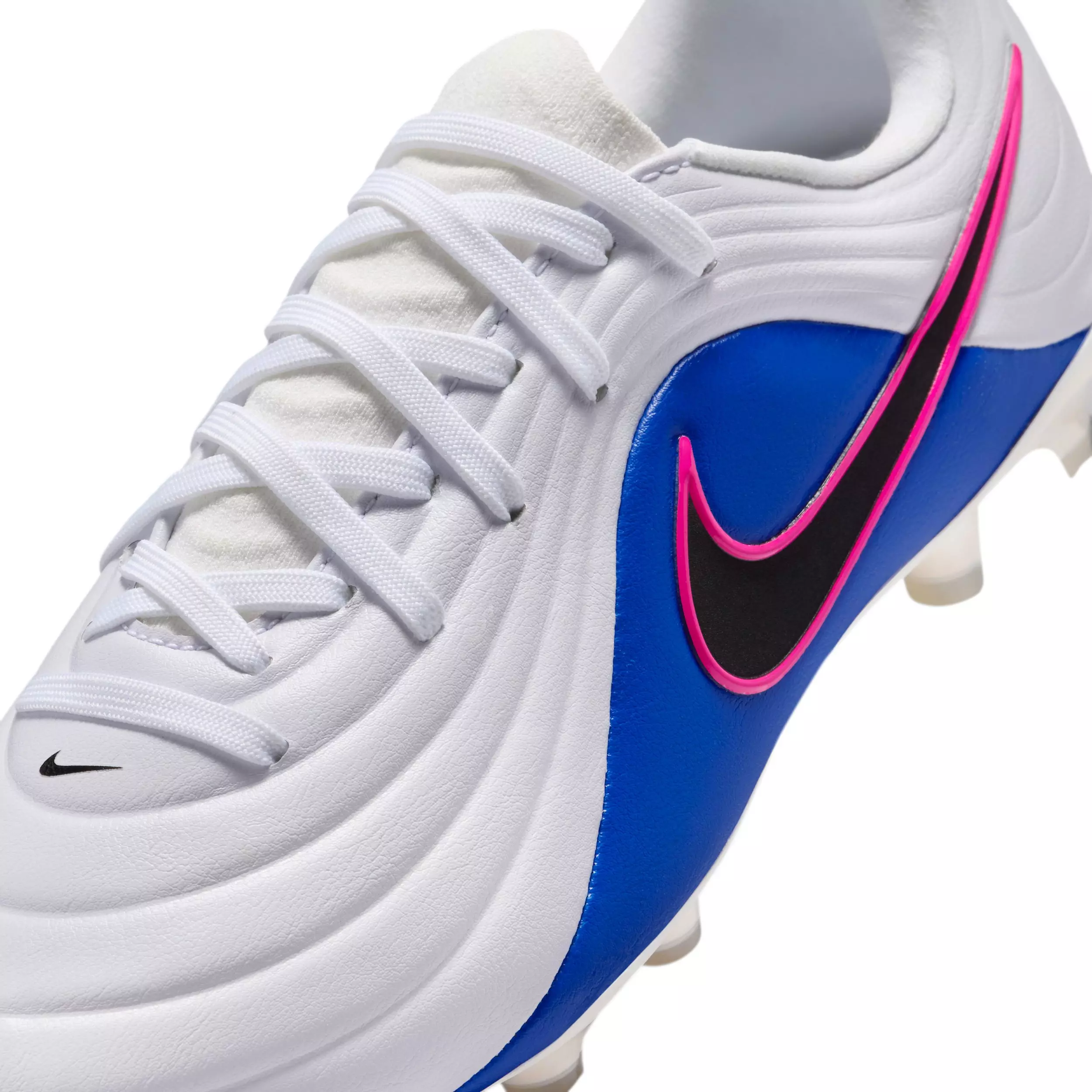 Nike Tiempo Maestro Academy "White/Racer Blue/Pink Blast/Black" Grade School Kids' Soccer Cleat - WHITE/BLUE/PINK/BLACK