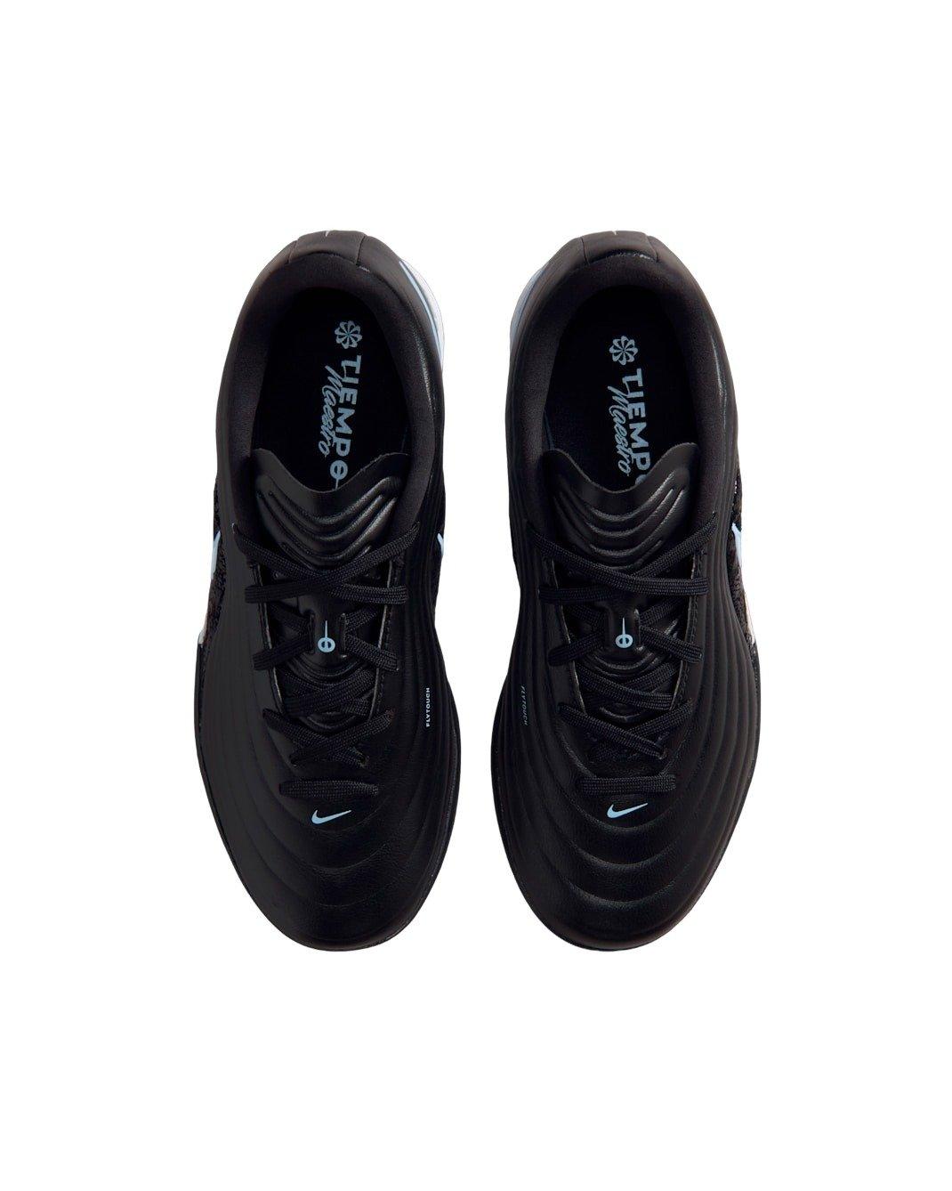 Nike Jr. Tiempo Maestro Academy Turf Low-Top "Black/Ice Blue" Grade School Kids' Soccer Cleat - BLACK/BLUE Thumbnail View 3