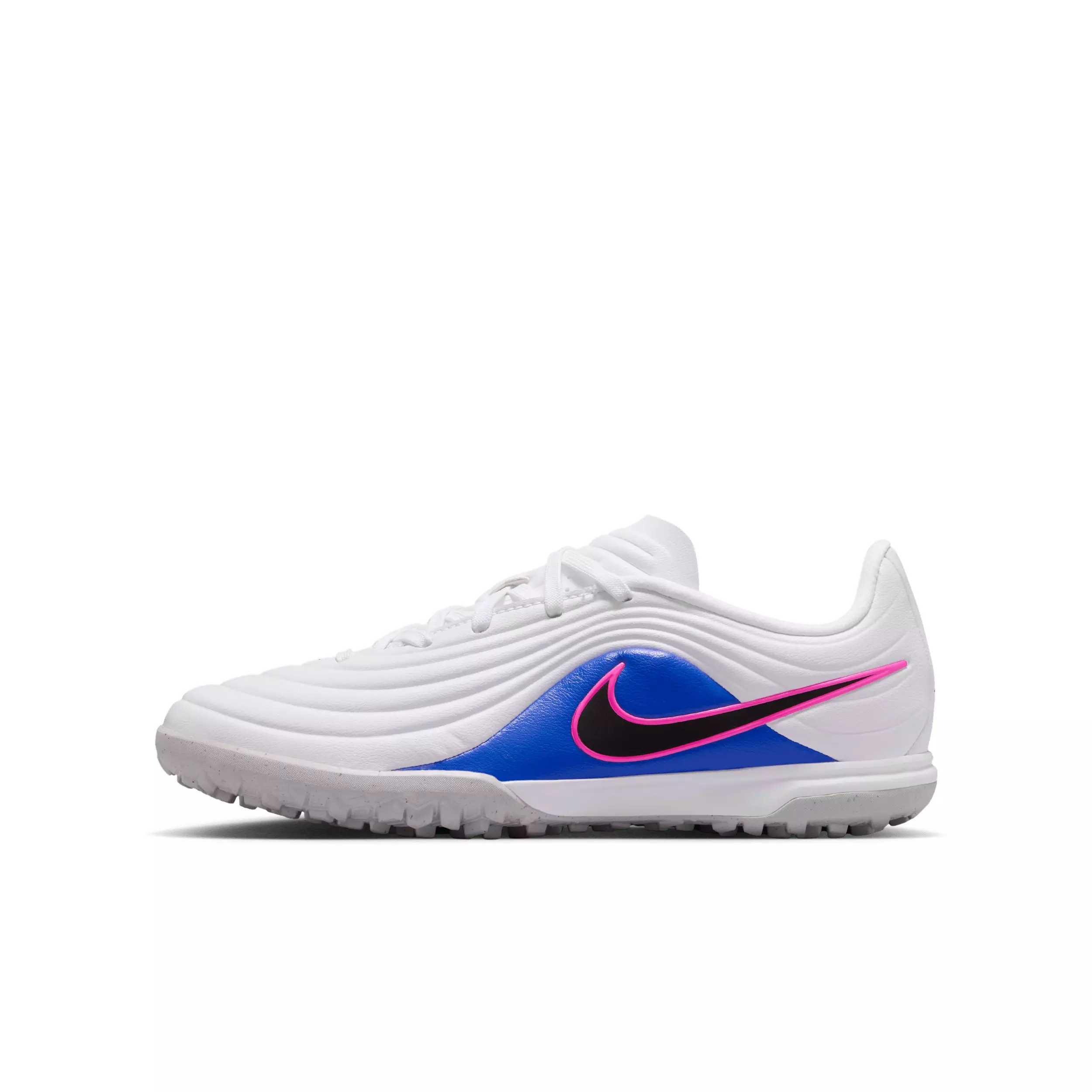 Nike Tiempo Maestro Academy "White/Racer Blue/Pink Blast" Grade School Kids' Soccer Cleat - WHITE/BLUE/PINK/BLACK