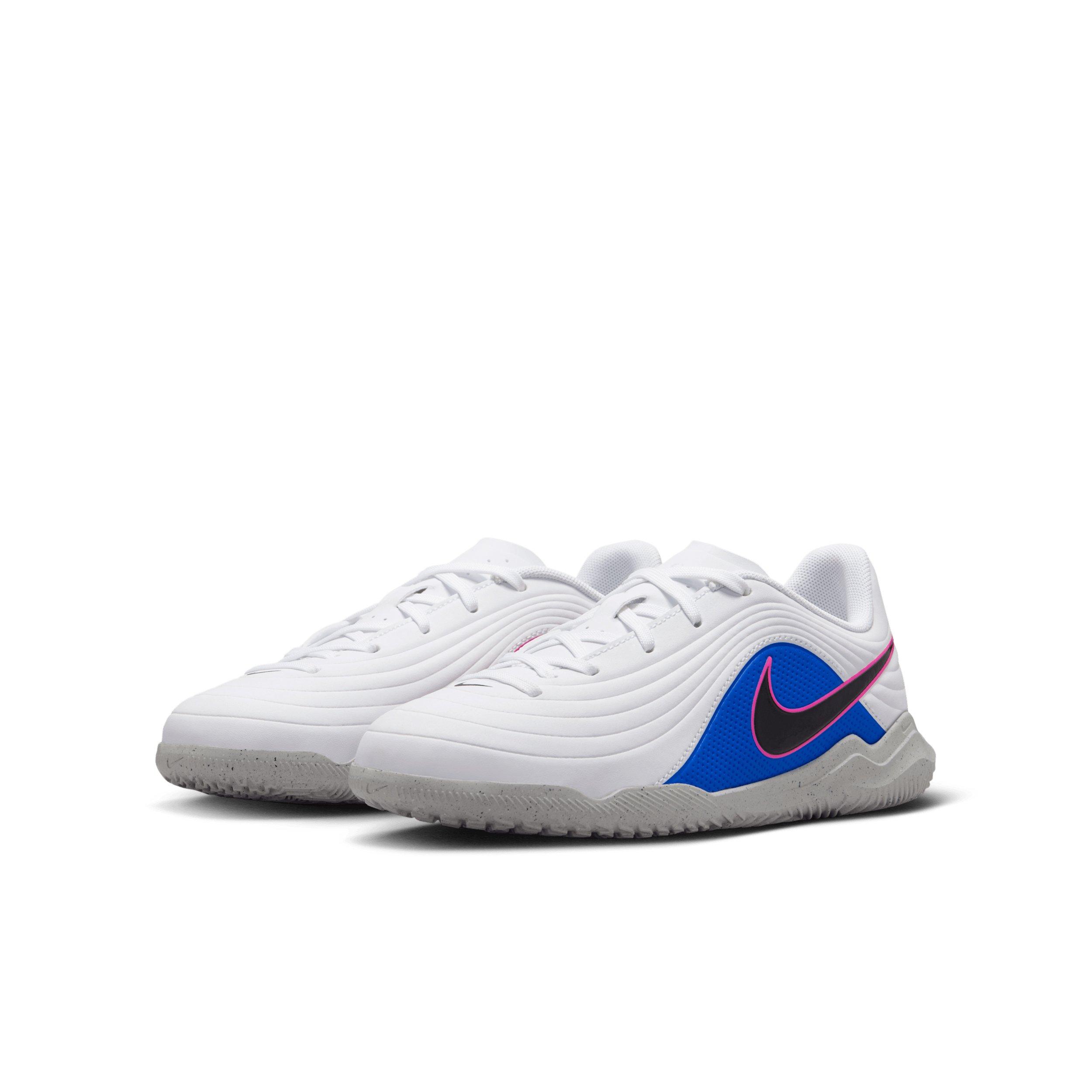 Nike Tiempo Maestro Club "White/Racer Blue/Pink Blast/Black" Grade School Kids' Soccer Cleat - WHITE/BLUE/PINK/BLACK Thumbnail View 3