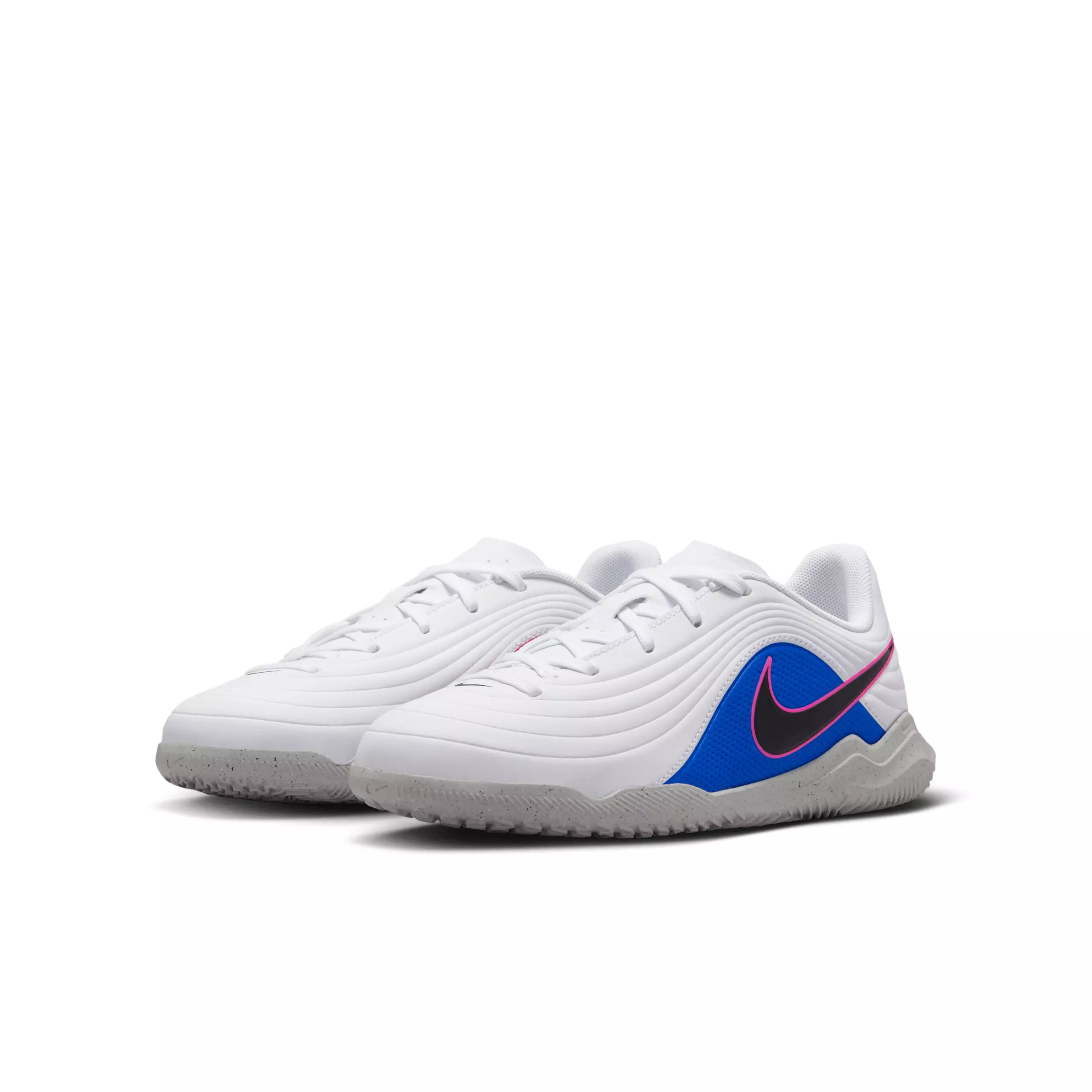 Nike Tiempo Maestro Club "White/Racer Blue/Pink Blast/Black" Grade School Kids' Soccer Cleat - WHITE/BLUE/PINK/BLACK