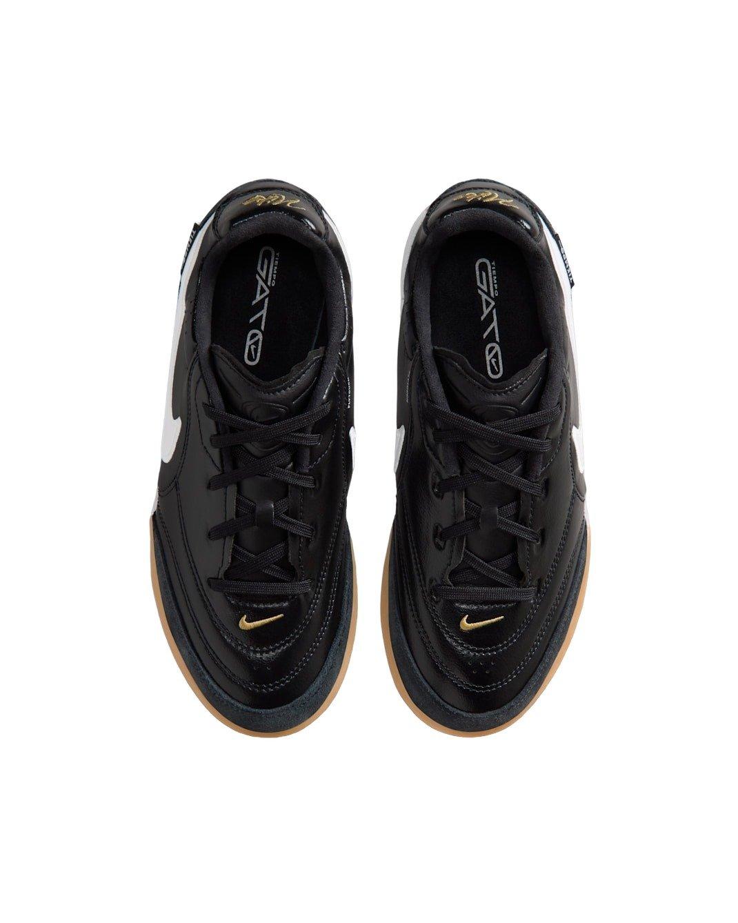 Nike Jr. Tiempo Streetgato Indoor/Court Low-Top "Black/White" Grade School Kids' Soccer Cleat - BLACK/WHITE Thumbnail View 3