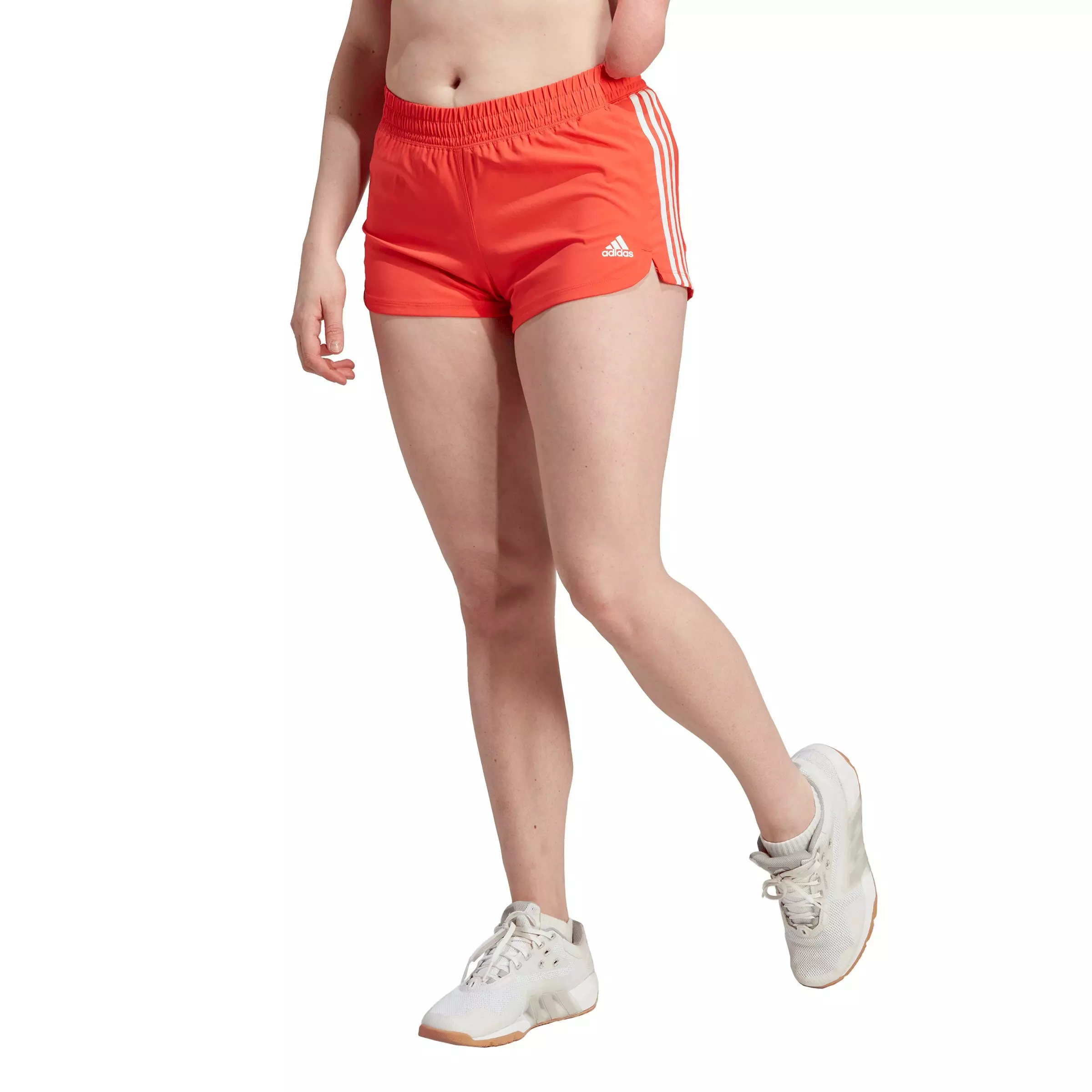 adidas Women's Pacer Training 3-Stripes Woven Shorts - Bright Red - BRIGHT RED