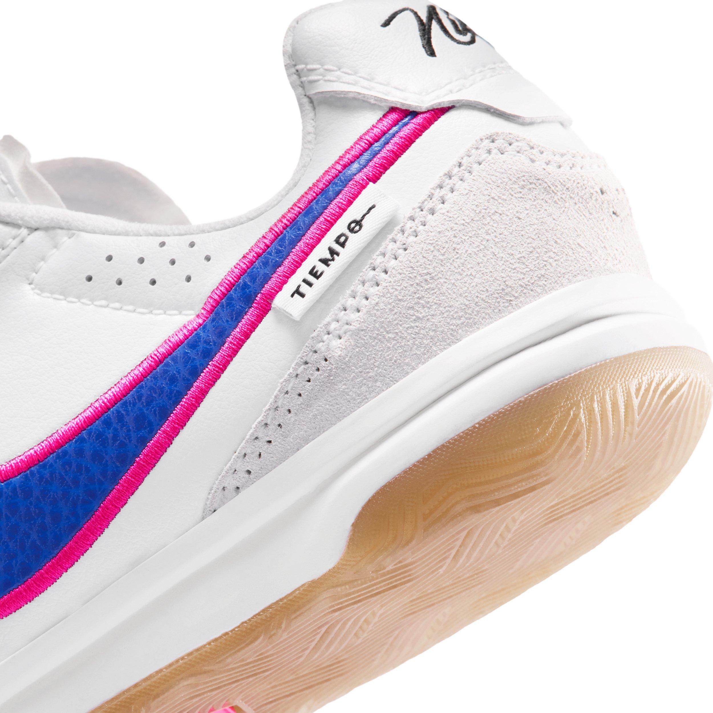 Nike Tiempo Streetgato "White/Pink Blast/Racer Blue" Grade School Kids' Soccer Cleat - WHITE/PINK/BLUE Thumbnail View 8