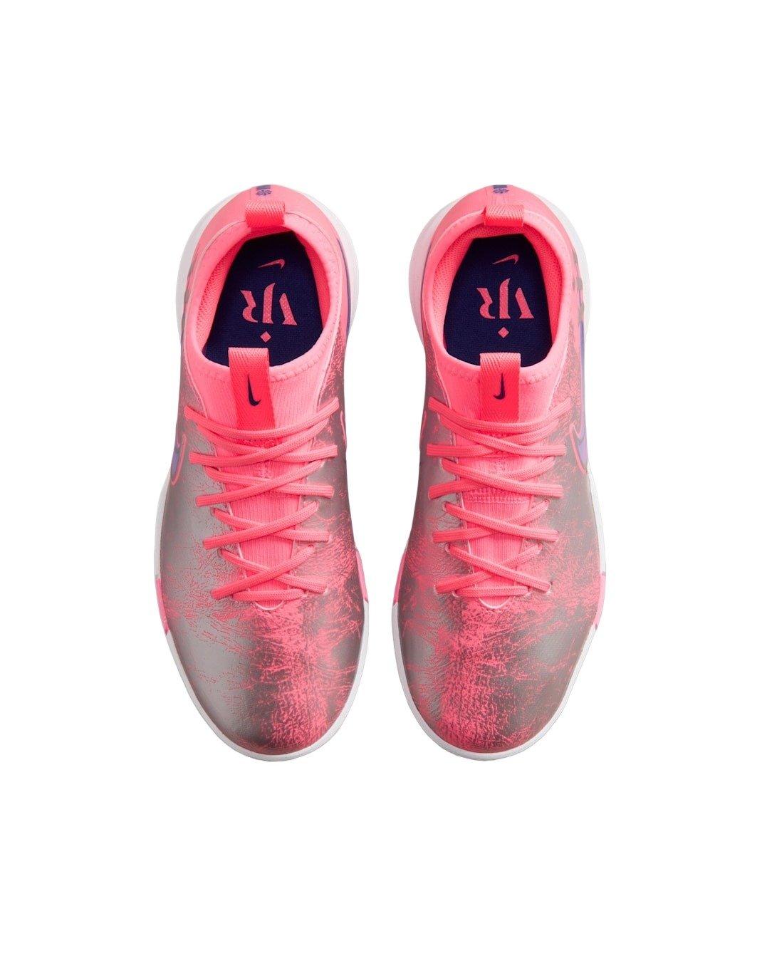 Nike "Vini Jr" Mercurial Vapor 16 Academy "Sunset Pulse/Old Royal" Grade School Kids' Soccer Cleat - PINK/PURPLE Thumbnail View 3