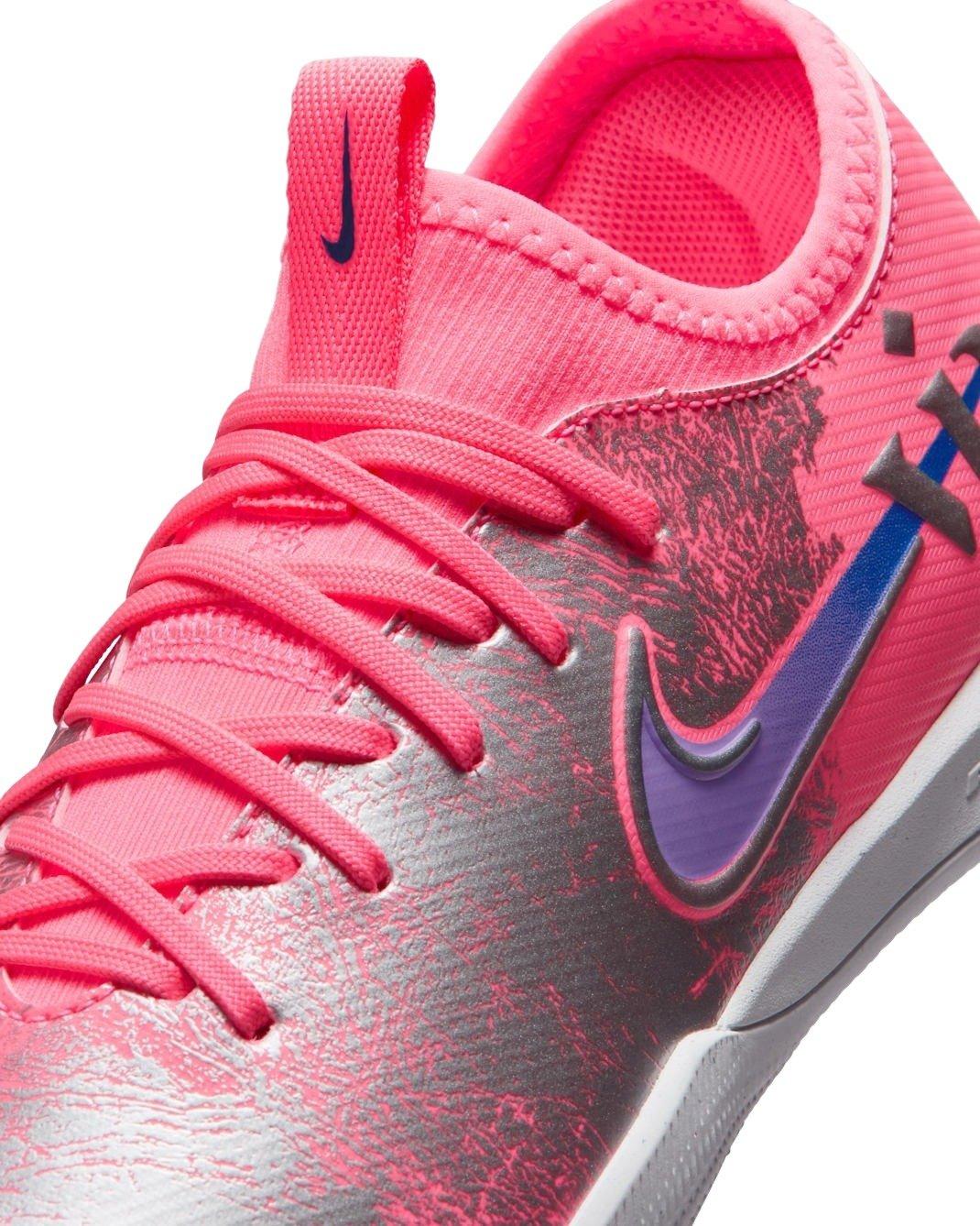 Nike "Vini Jr" Mercurial Vapor 16 Academy "Sunset Pulse/Old Royal" Grade School Kids' Soccer Cleat - PINK/PURPLE Thumbnail View 6
