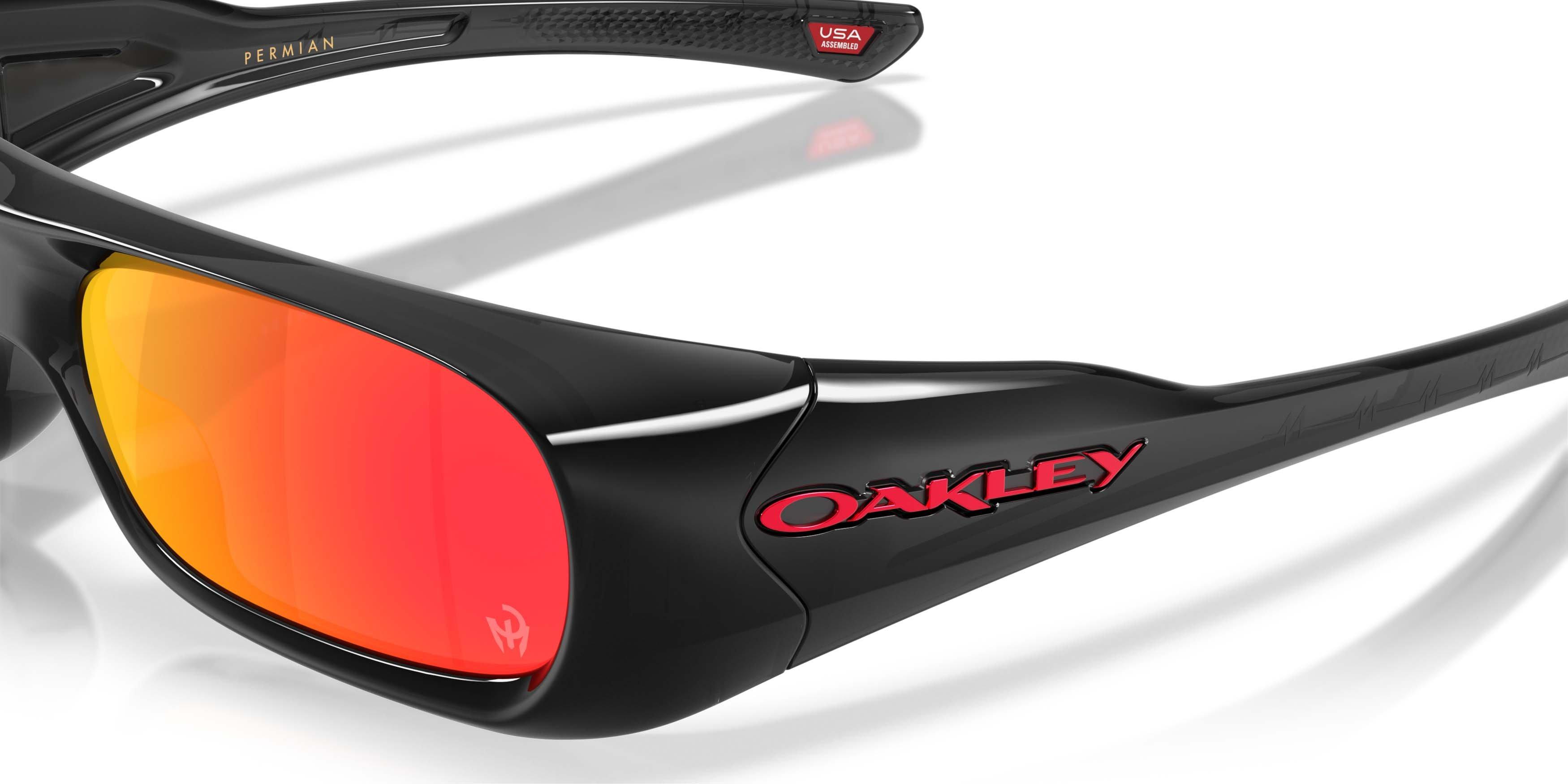 Oakley Players Collection Permian Prizm Black Sunglasses - Black Ink - BLACK/RED
