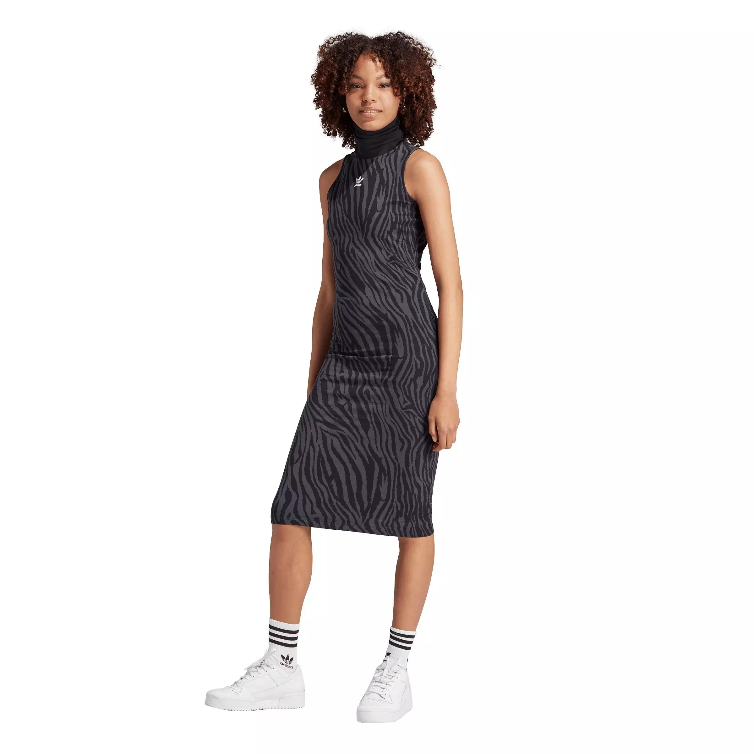 adidas Women's Originals All Over Zebra Print Dress - Grey/Black - GREY/BLACK