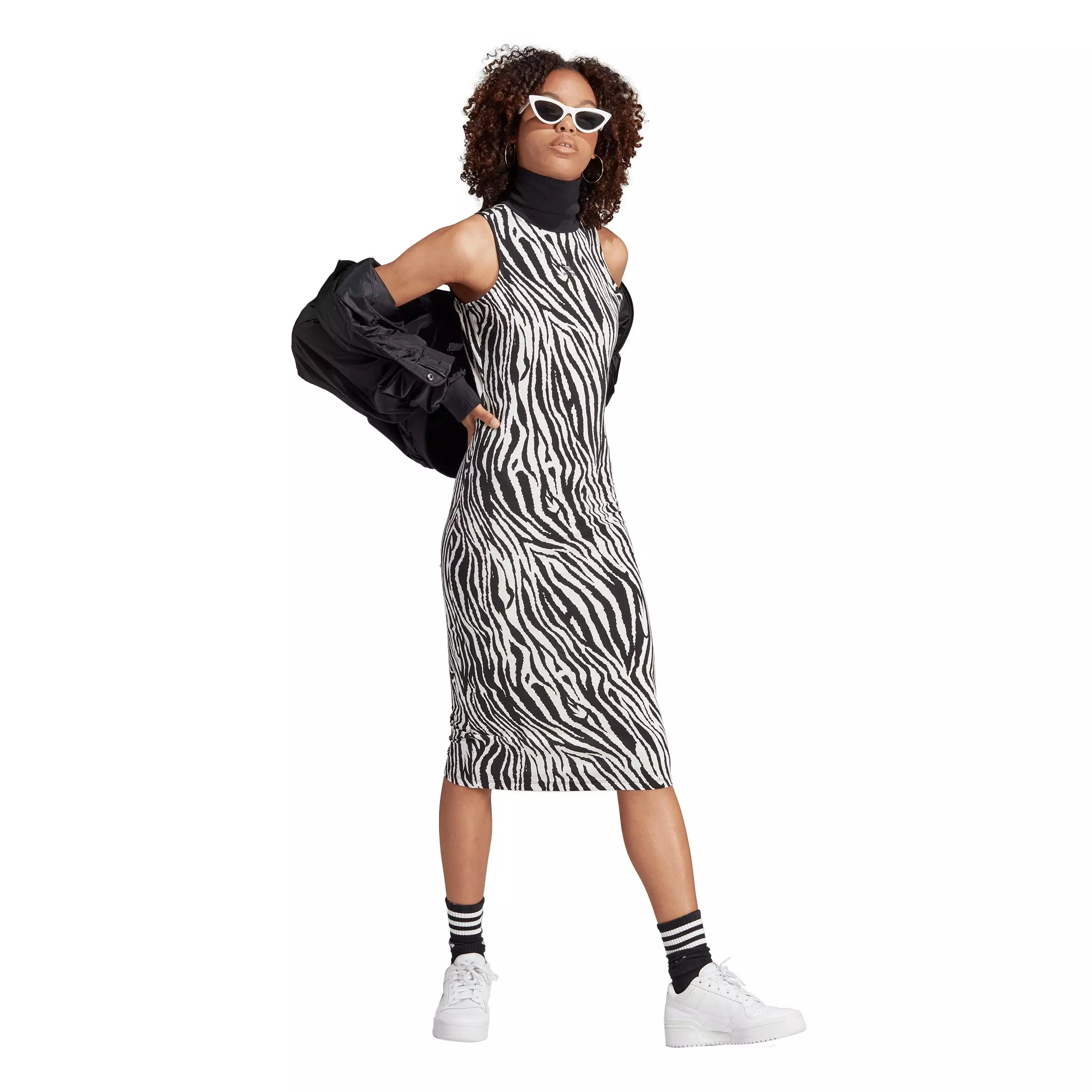 adidas Women's Originals All Over Zebra Print Dress - White/Black - WHITE/BLACK