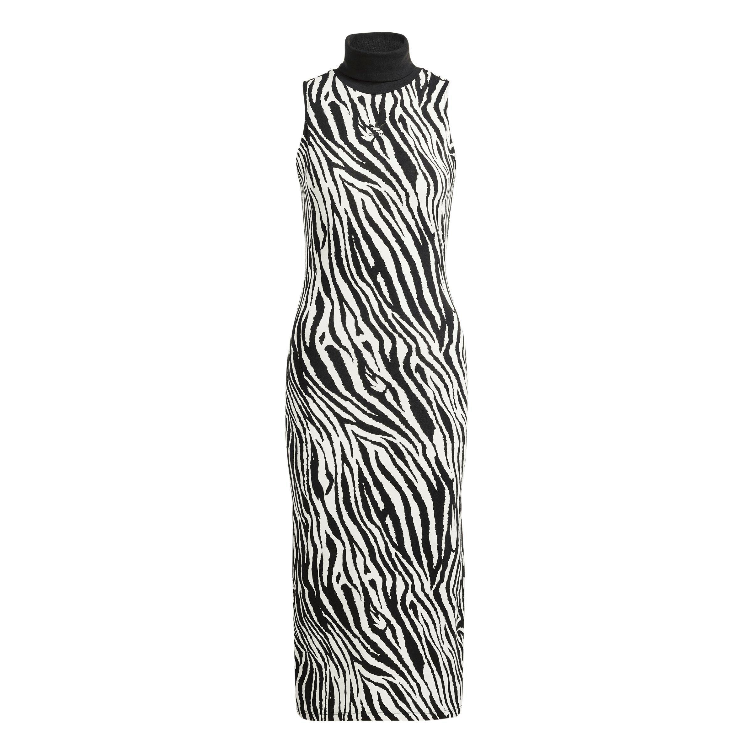 adidas Women's Originals All Over Zebra Print Dress - White/Black - WHITE/BLACK Thumbnail View 7