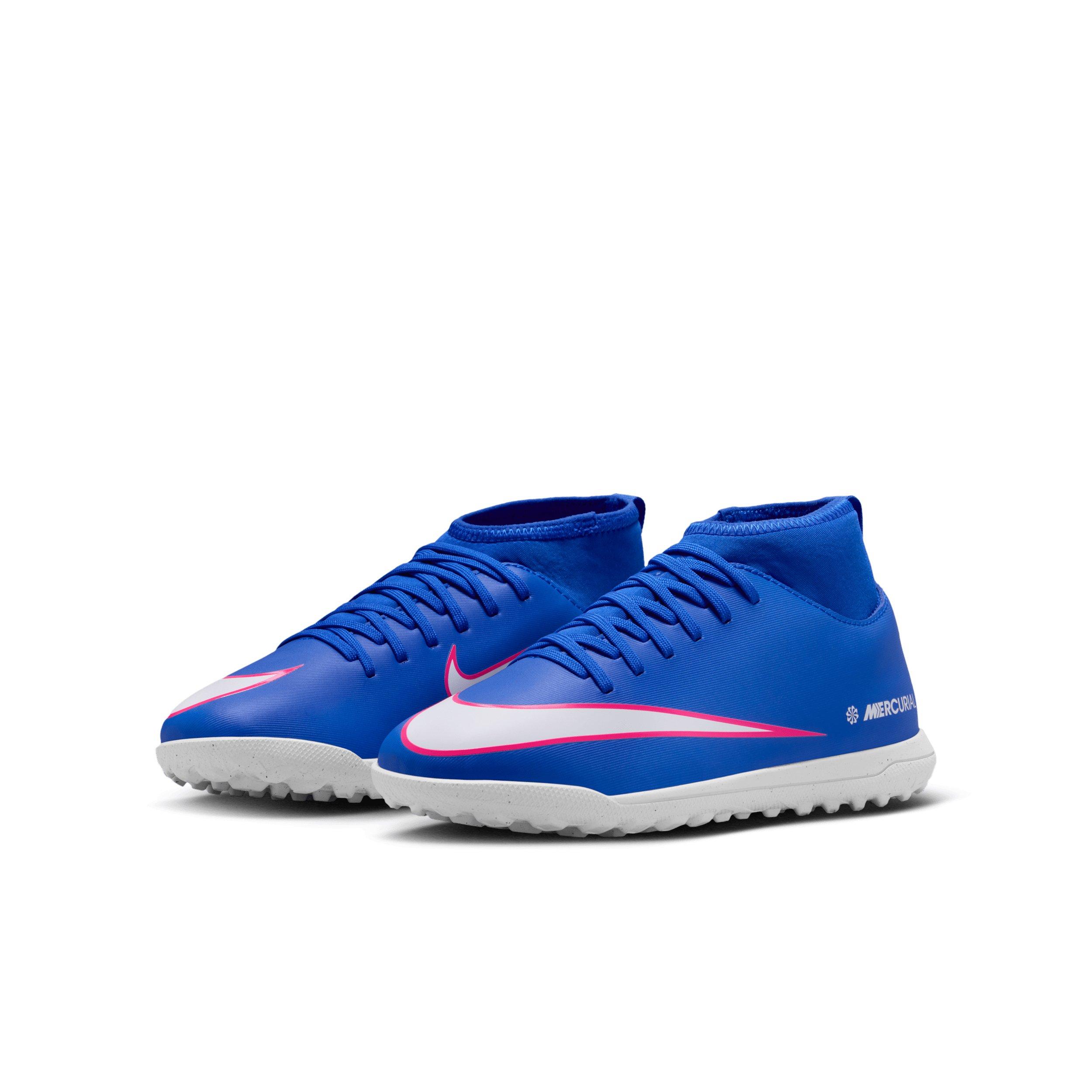 Nike Jr. Mercurial Superfly 10 Club Turf "Racer Blue/White" Grade School Kids' Soccer Shoe - BLUE/WHITE Thumbnail View 3