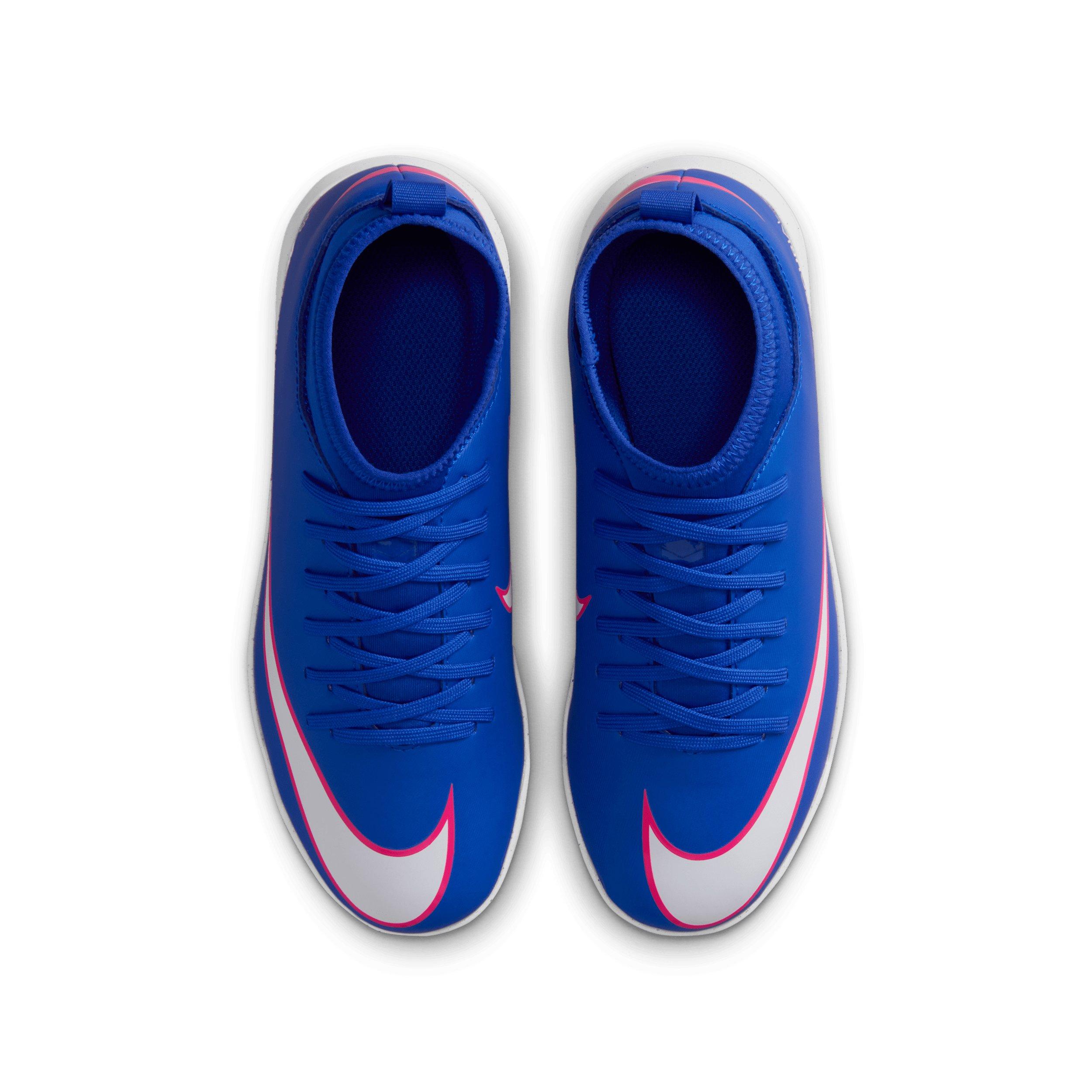 Nike Jr. Mercurial Superfly 10 Club Turf "Racer Blue/White" Grade School Kids' Soccer Shoe - BLUE/WHITE Thumbnail View 4