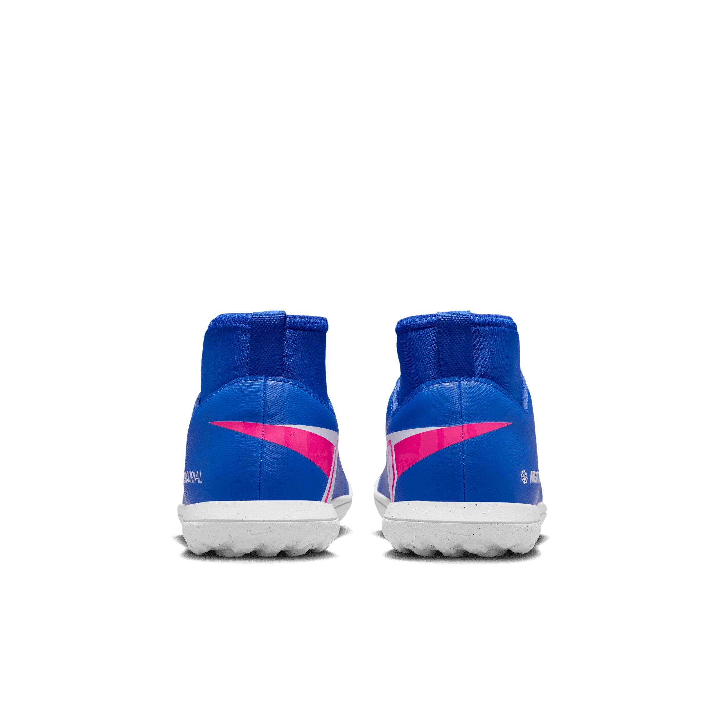 Nike Jr. Mercurial Superfly 10 Club Turf "Racer Blue/White" Grade School Kids' Soccer Shoe - BLUE/WHITE Thumbnail View 5
