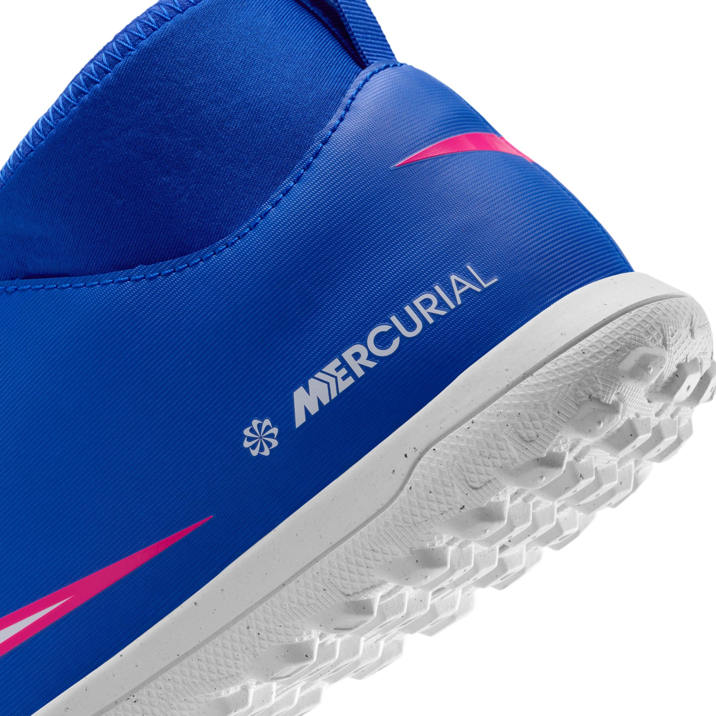 Nike Jr. Mercurial Superfly 10 Club Turf "Racer Blue/White" Grade School Kids' Soccer Shoe - BLUE/WHITE Thumbnail View 8