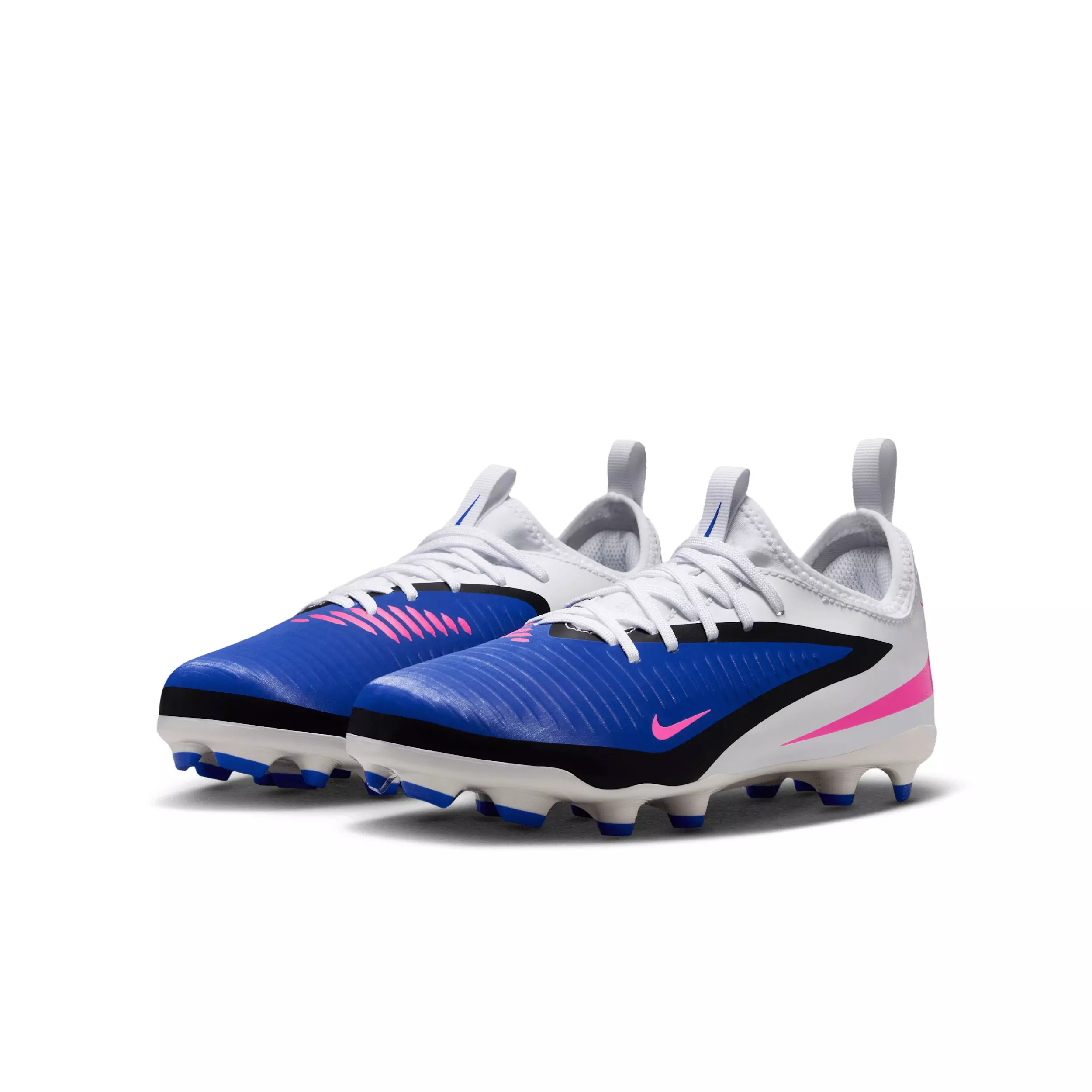 Nike Jr. Phantom 6 Low Academy MG "Racer Blue/White/Pink Blast" Grade School Kids' Soccer Cleat - BLUE/WHITE/PINK