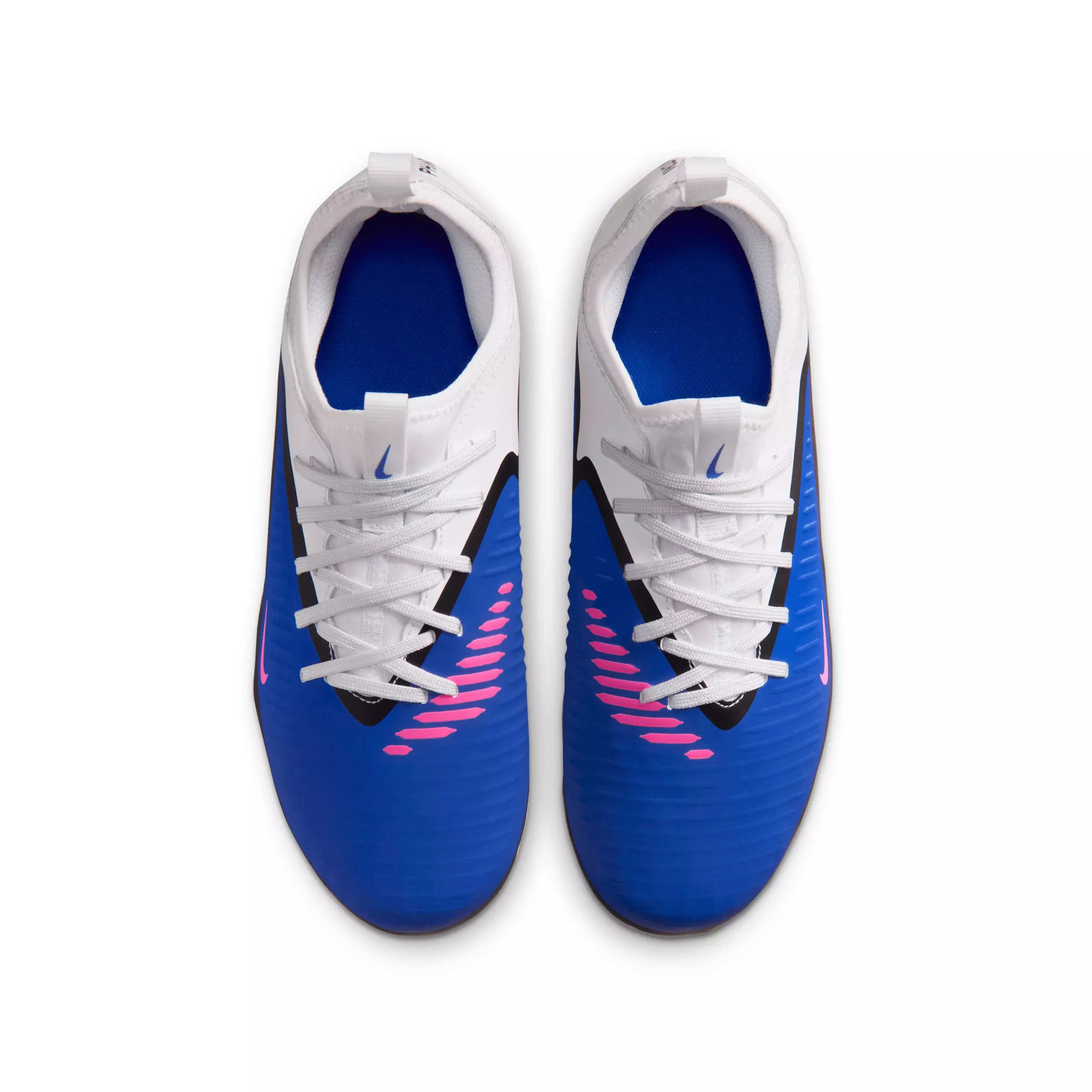 Nike Jr. Phantom 6 Low Academy MG "Racer Blue/White/Pink Blast" Grade School Kids' Soccer Cleat - BLUE/WHITE/PINK