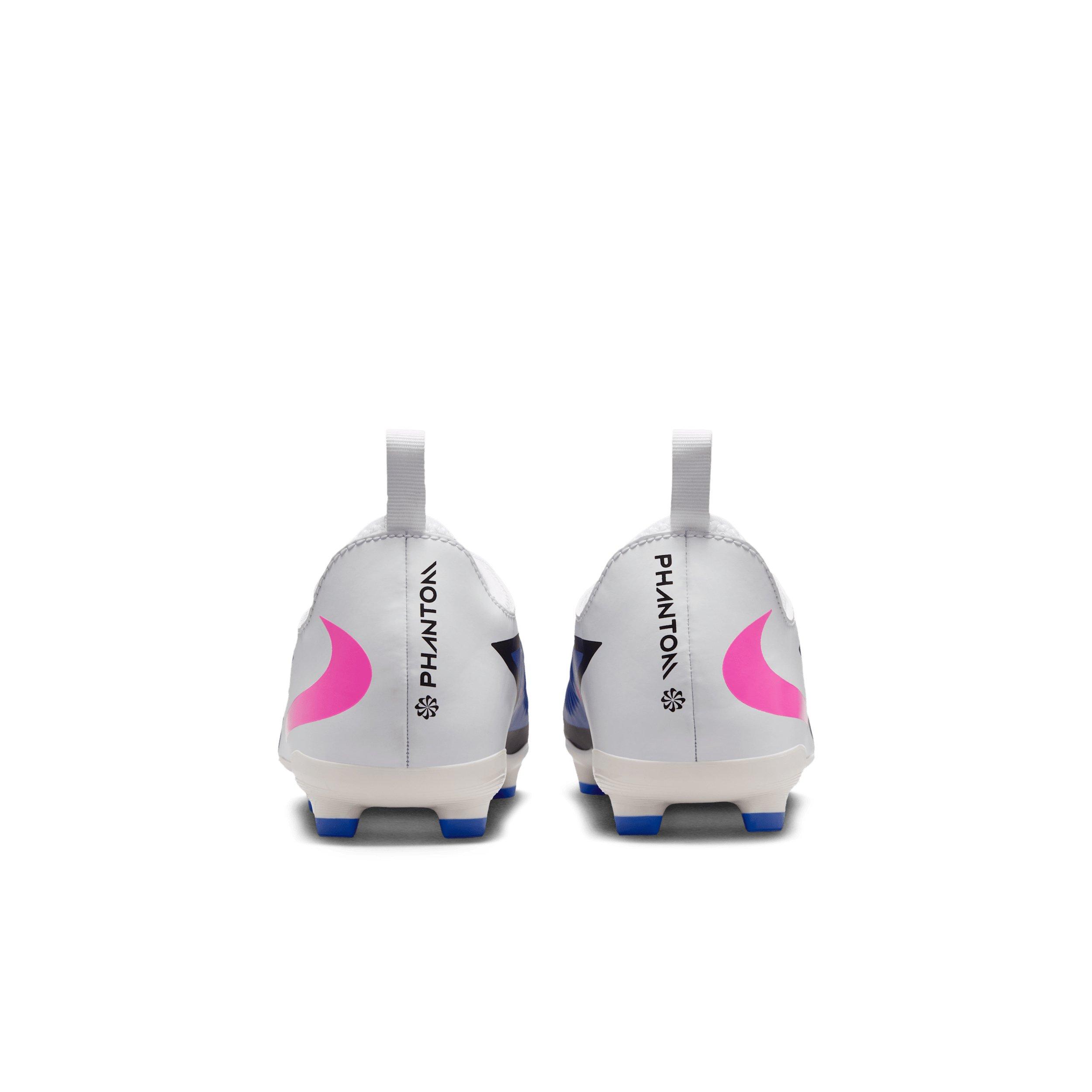 Nike Jr. Phantom 6 Low Academy MG "Racer Blue/White/Pink Blast" Grade School Kids' Soccer Cleat - BLUE/WHITE/PINK Thumbnail View 5