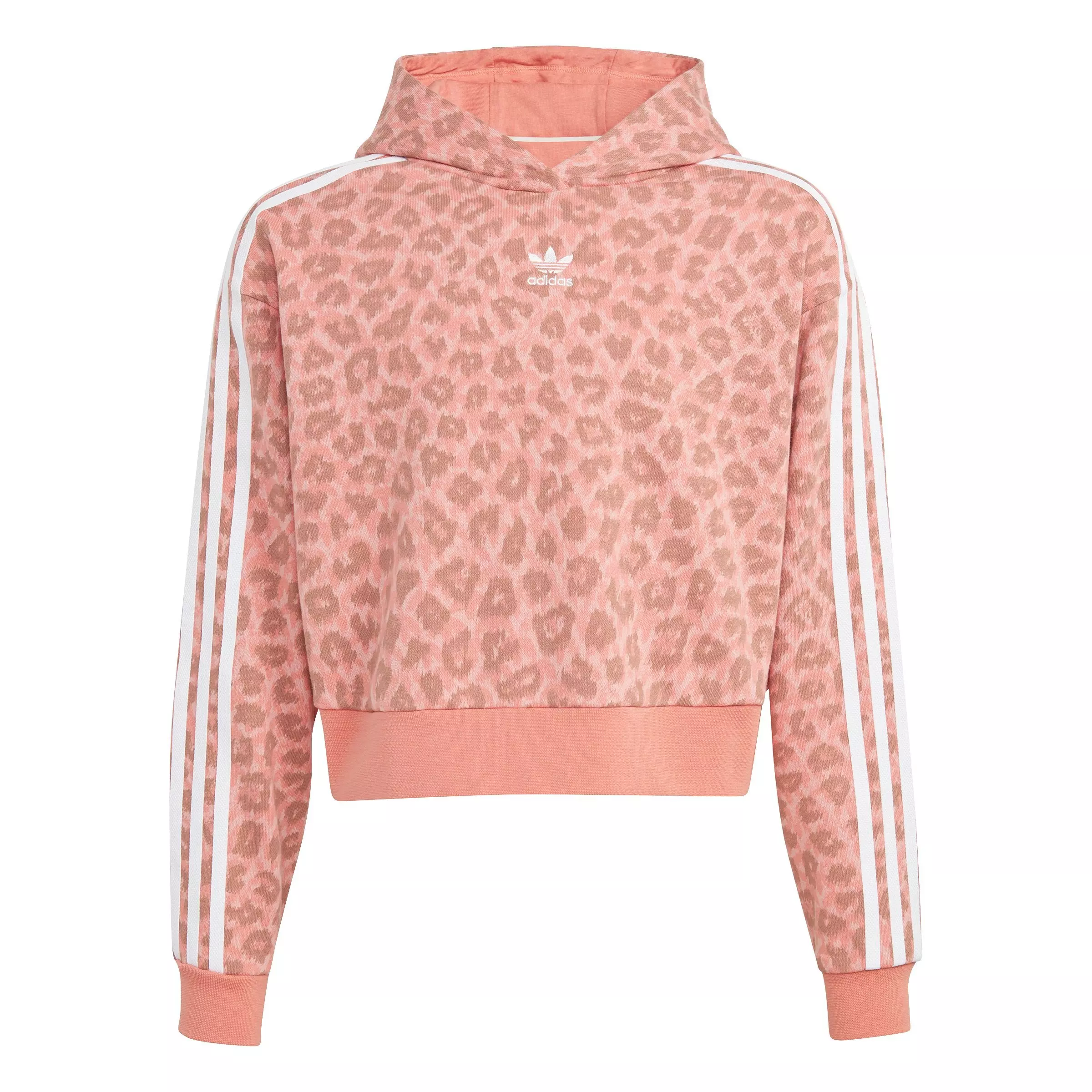 adidas Originals Women's Animal All-Over Print Crop Hoodie - Pink/White - PINK/WHITE