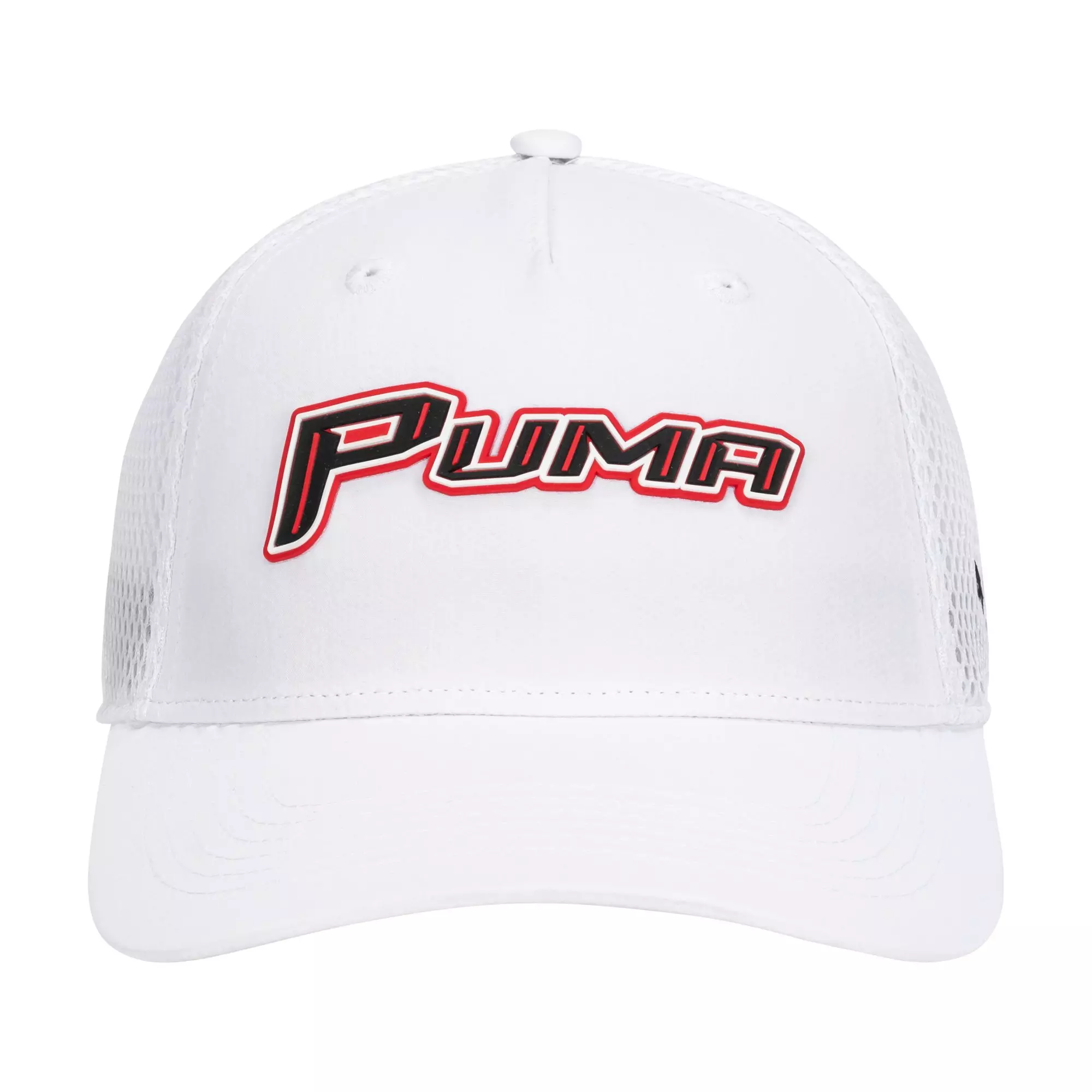 PUMA Air Mesh Trucker Adjustable Hat - White/Red - WHITE/RED