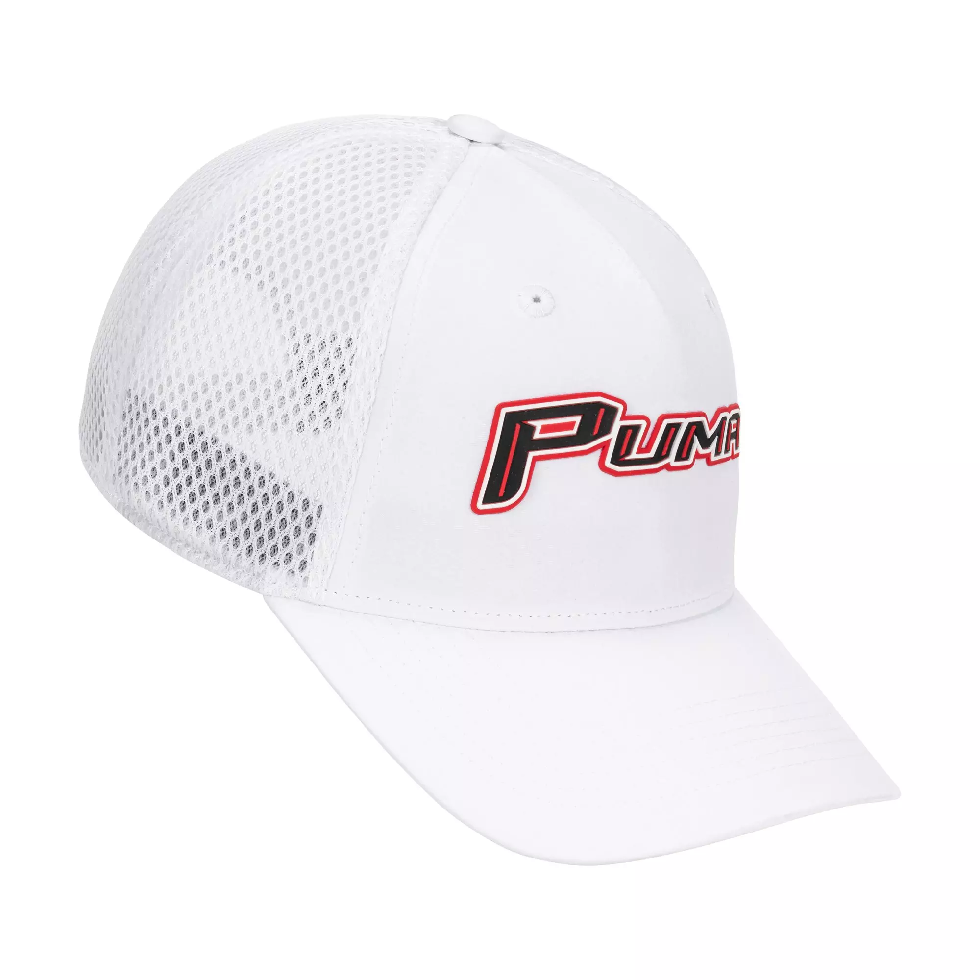 PUMA Air Mesh Trucker Adjustable Hat - White/Red - WHITE/RED