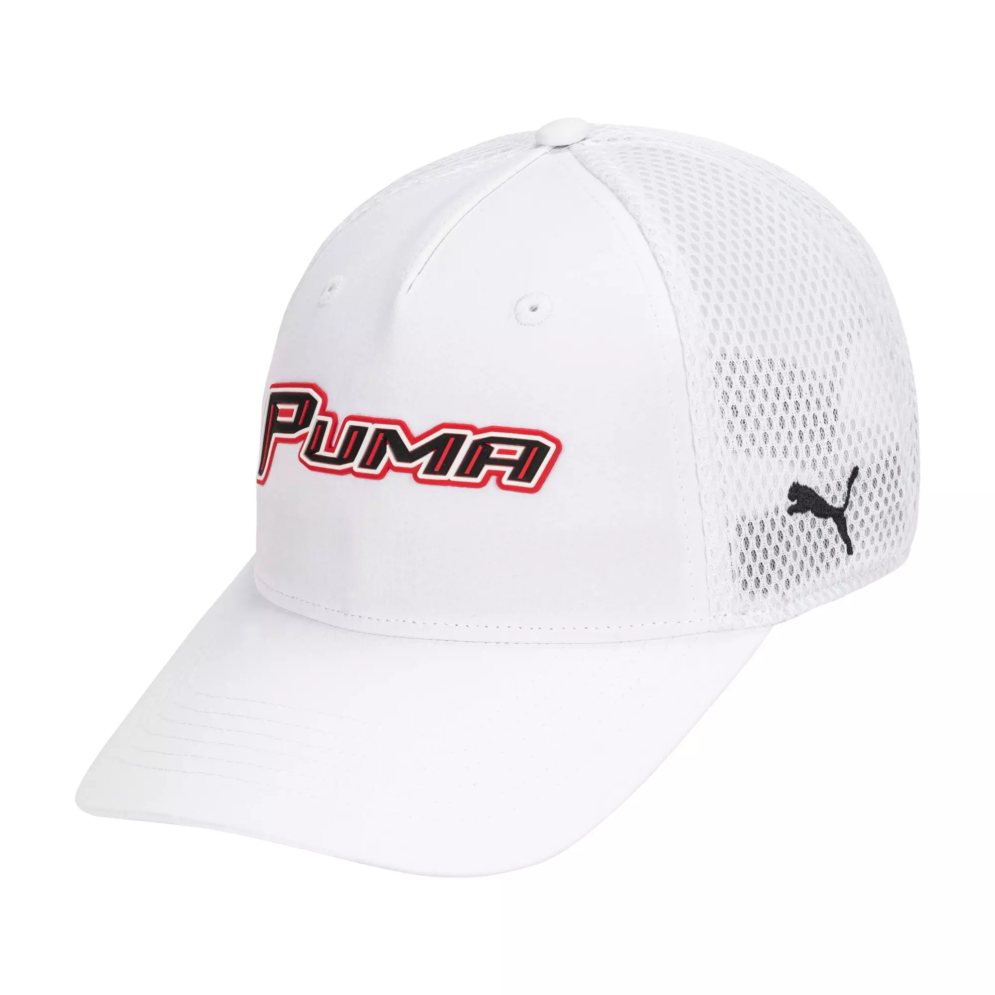 PUMA Air Mesh Trucker Adjustable Hat - White/Red - WHITE/RED