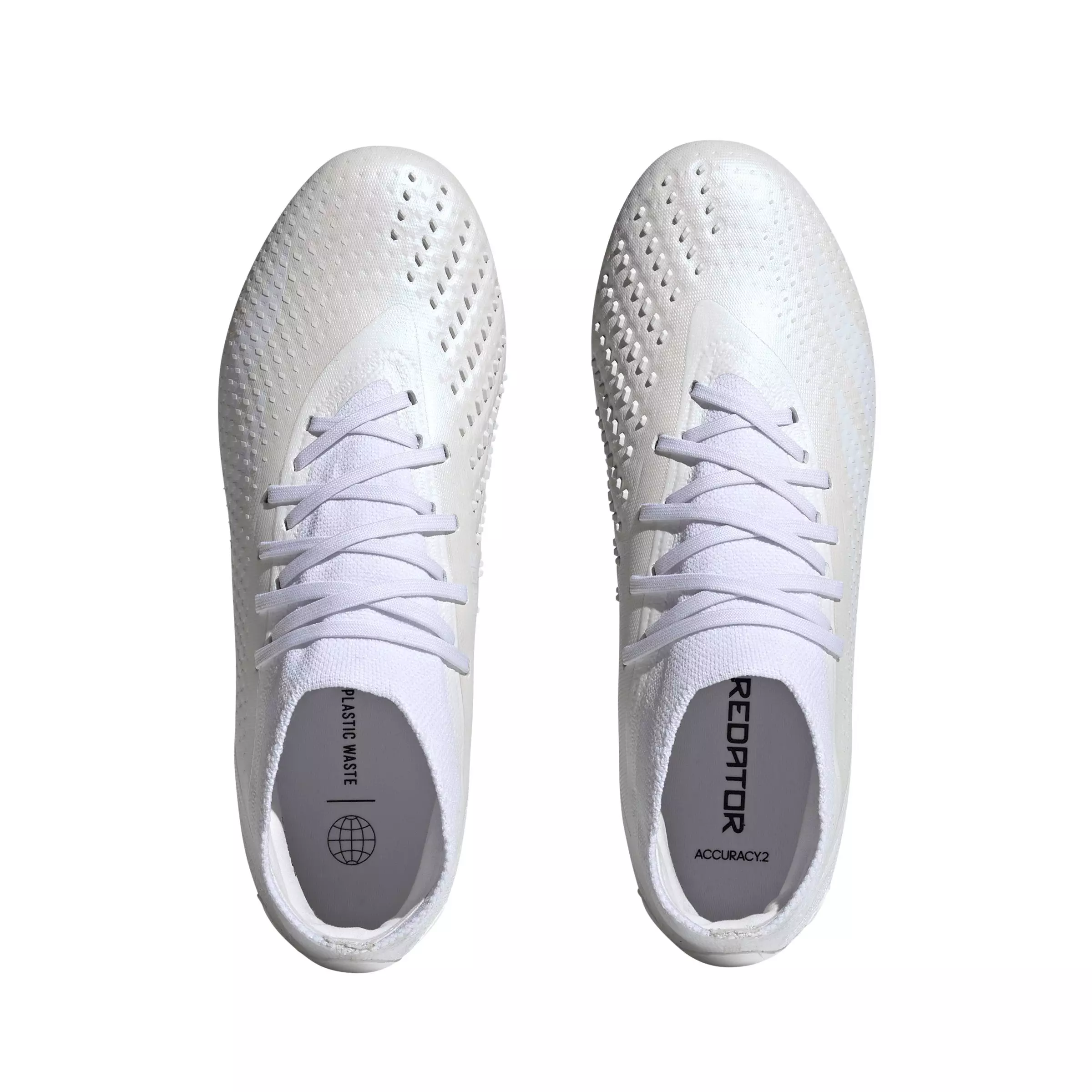 adidas Predator Accuracy.2 Firm Ground "Ftwr White/Ftwr White/Core Black" Men's Soccer Cleat - WHITE/WHITE/BLACK