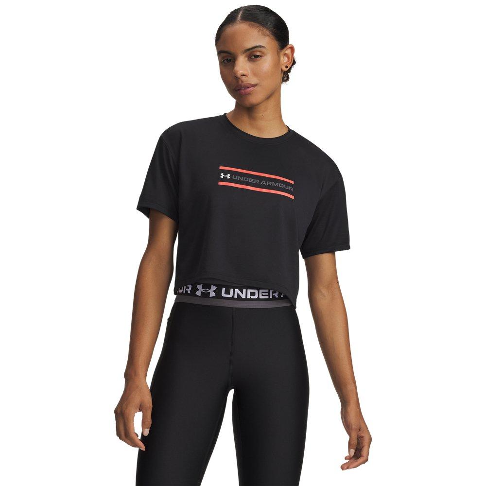 Under Armour Women's Tech Branded Cropped Short Sleeve - Black/Red/White - BLACK/RED/WHITE Thumbnail View 1
