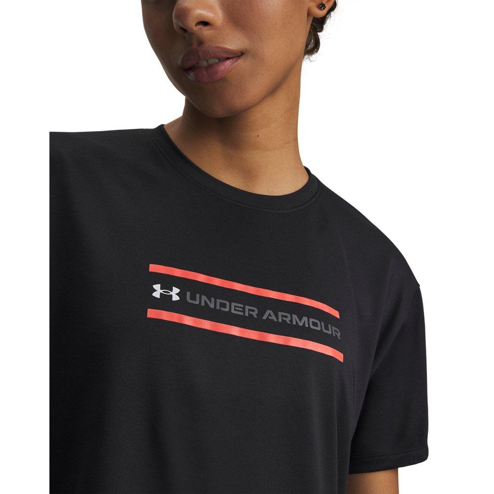 Under Armour Women's Tech Branded Cropped Short Sleeve - Black/Red/White - BLACK/RED/WHITE Thumbnail View 3