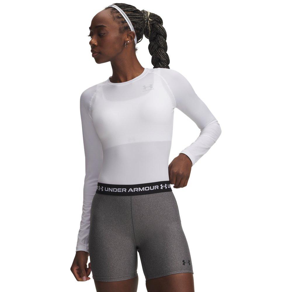 Under Armour Women's HeatGear Compression Long Sleeve - White/Grey - WHITE/GREY Thumbnail View 1
