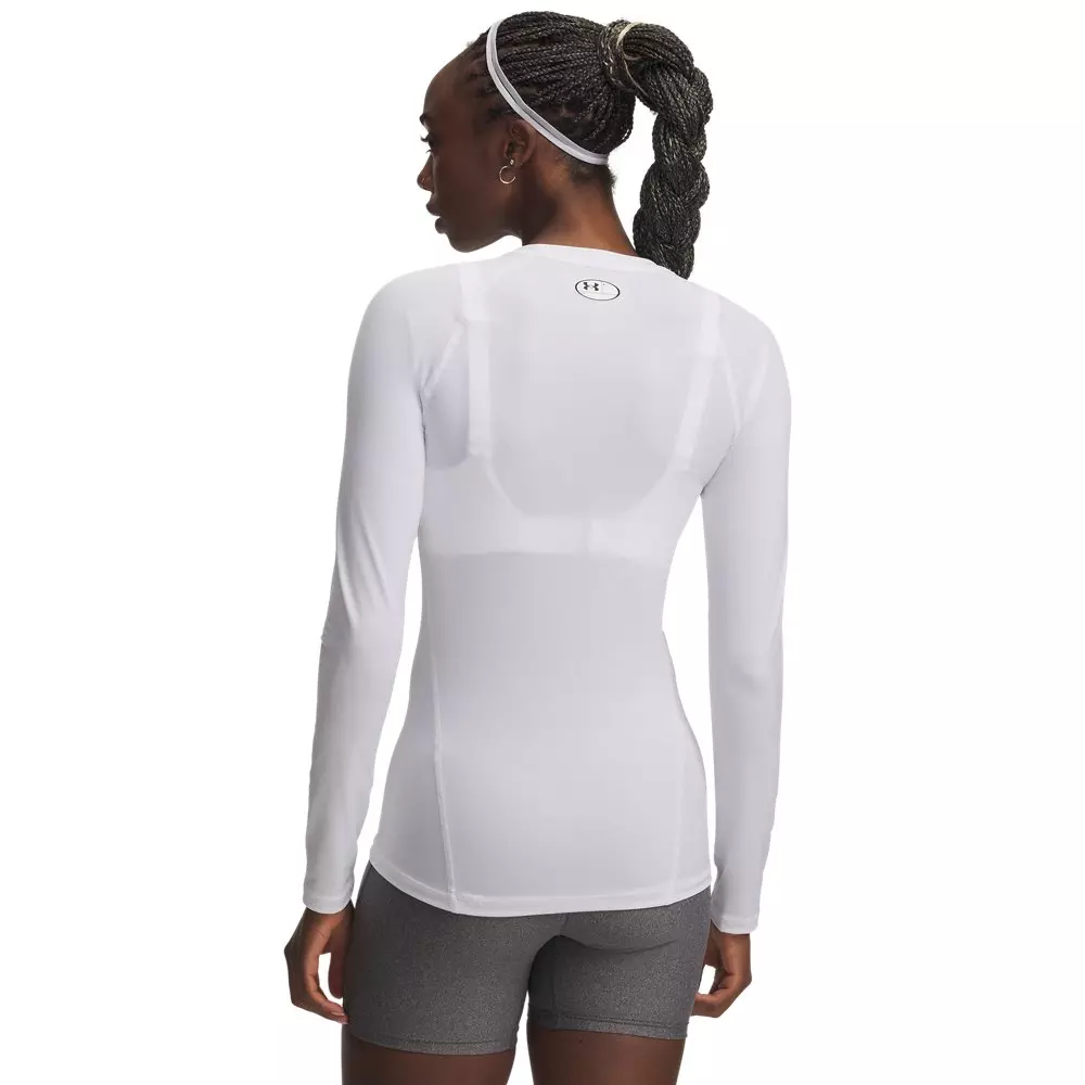 Under Armour Women's HeatGear Compression Long Sleeve - White/Grey - WHITE/GREY