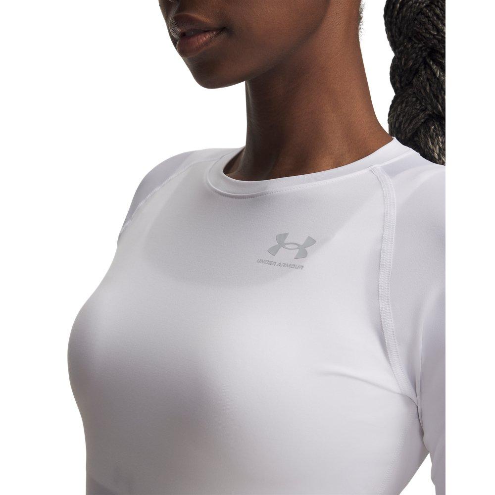 Under Armour Women's HeatGear Compression Long Sleeve - White/Grey - WHITE/GREY Thumbnail View 3