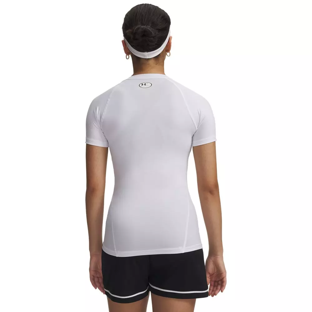 Under Armour Women's HeatGear Compression Short Sleeve Shirt - White/Grey - WHITE/GREY