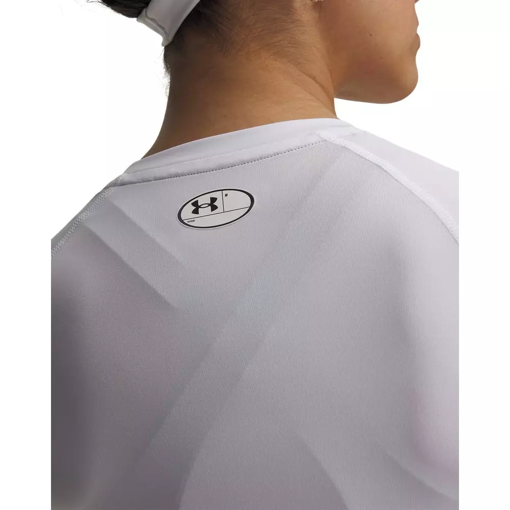 Under Armour Women's HeatGear Compression Short Sleeve Shirt - White/Grey - WHITE/GREY