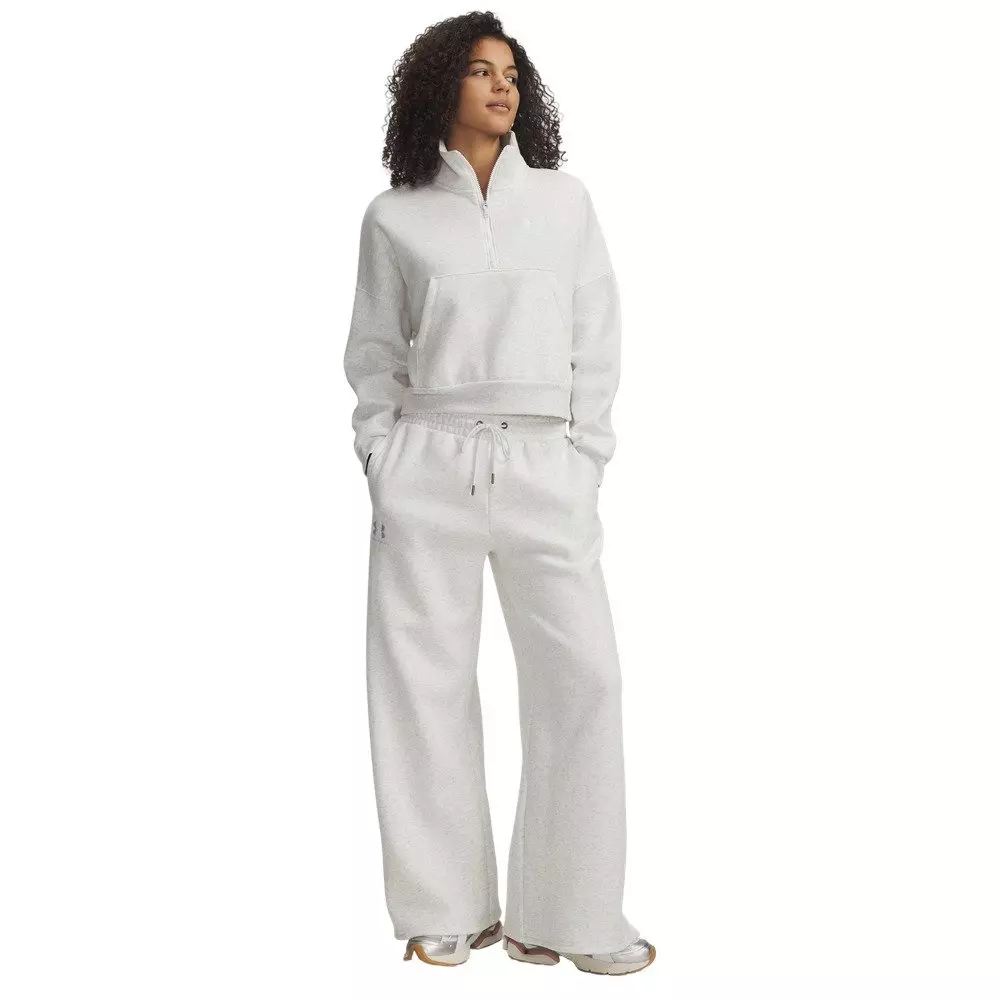 Under Armour Women's Icon Fleece Wide Leg Pants - Grey/White - GREY/WHITE