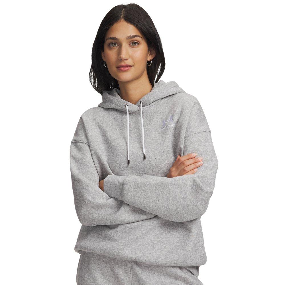 Under Armour Women's Icon Fleece Oversized Hoodie - Grey/White - GREY/WHITE Thumbnail View 1