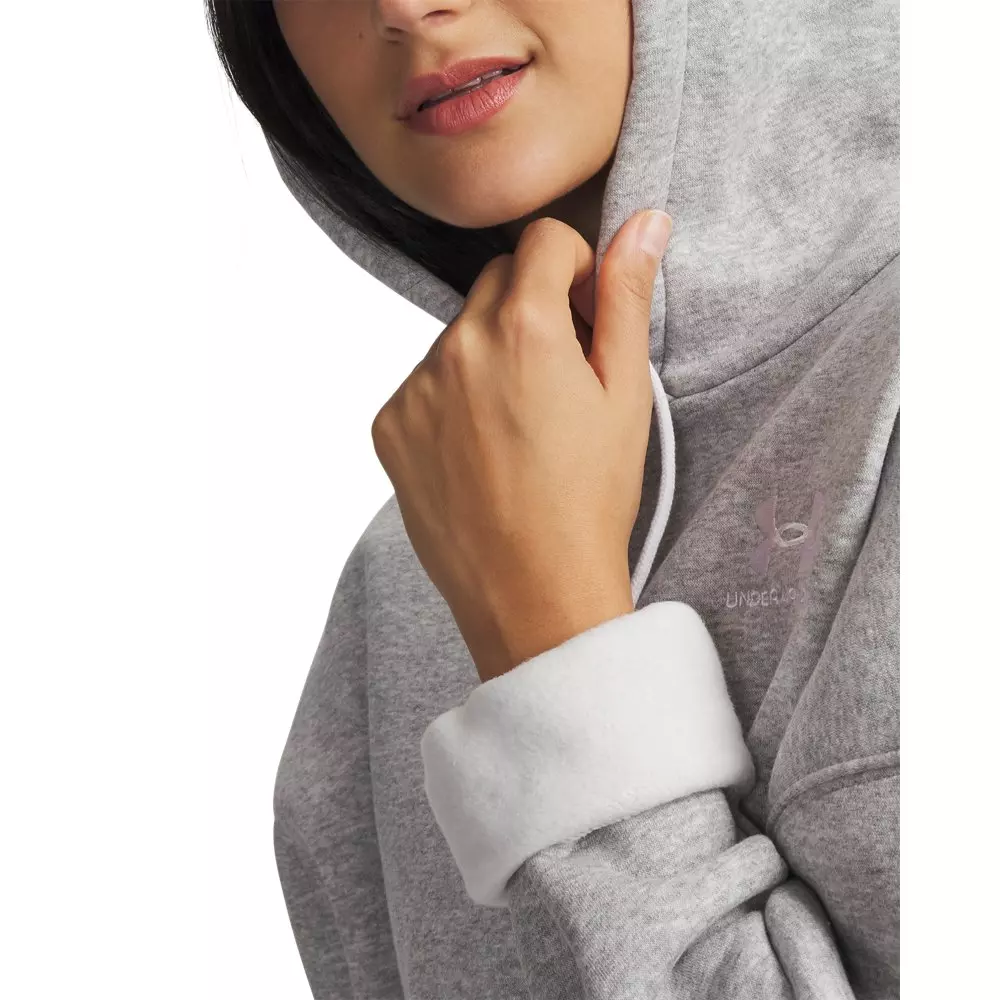 Under Armour Women's Icon Fleece Oversized Hoodie - Grey/White - GREY/WHITE