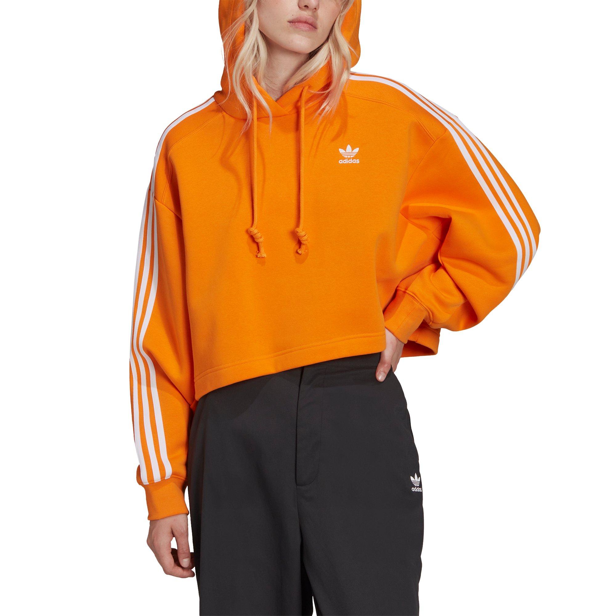 Orange adidas cropped hoodie women's sale