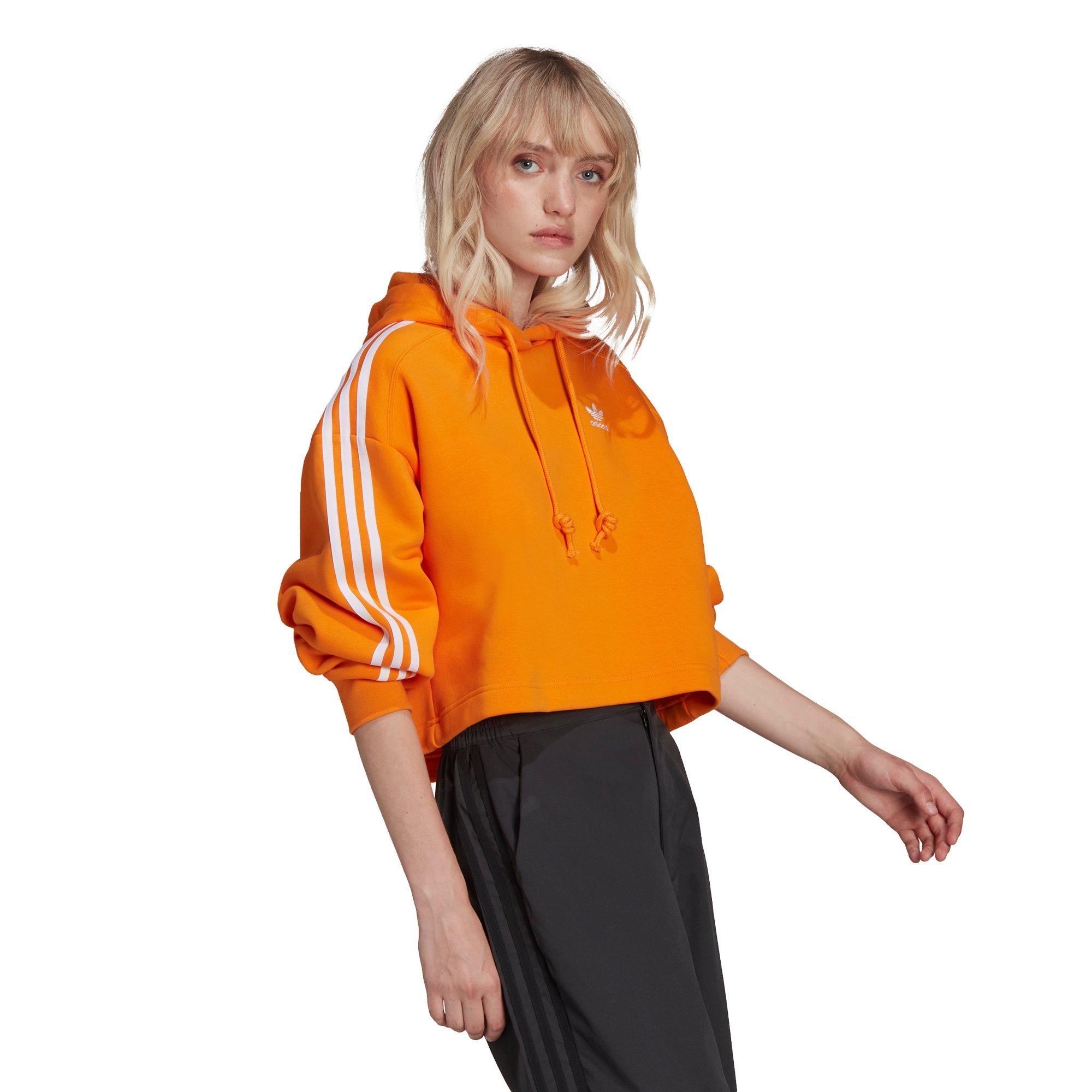 Adidas orange cropped hoodie sale