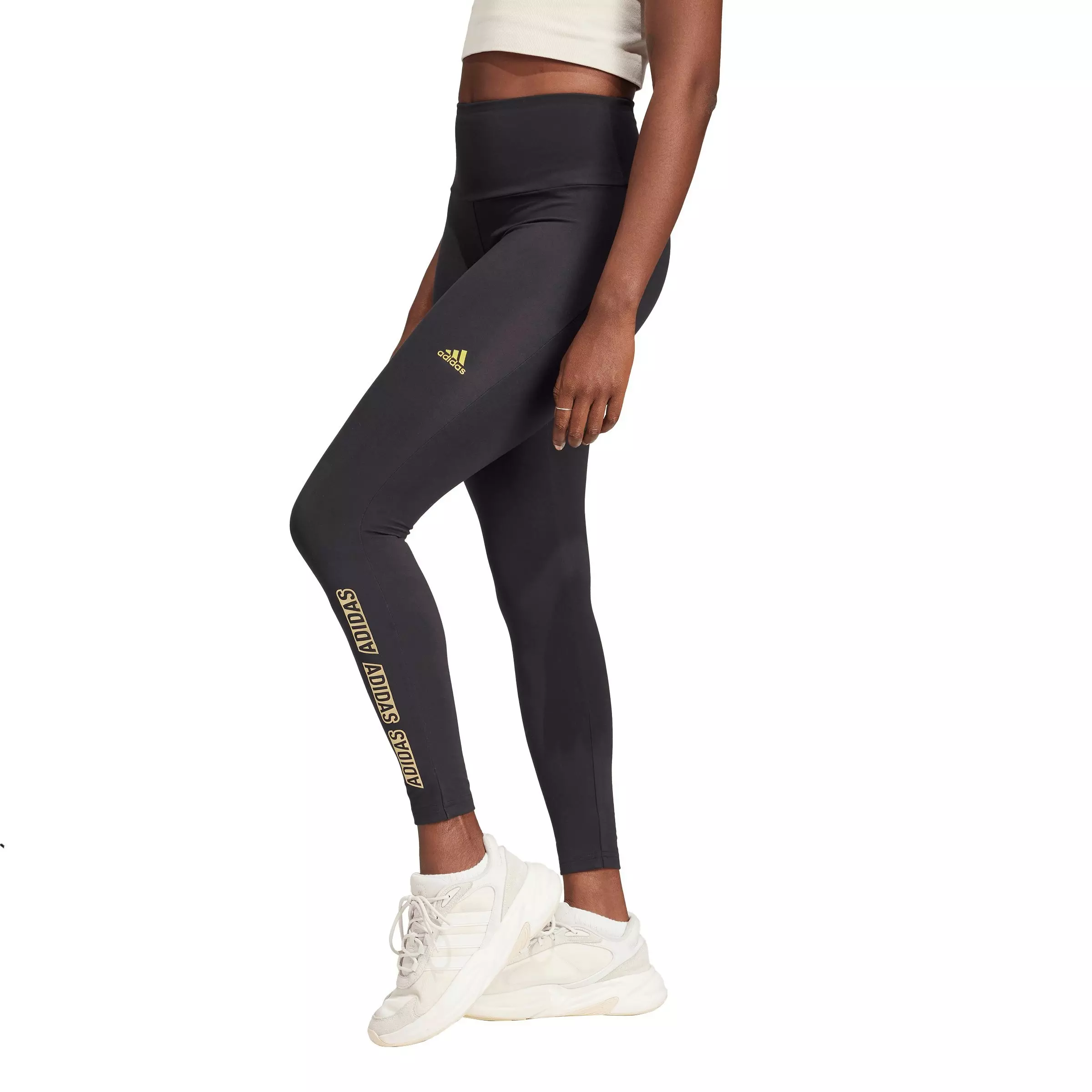 adidas Women's Print Yoga Essentials 7/8 Tights - Black/Gold - BLACK/GOLD
