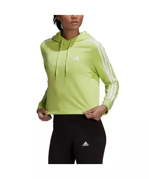 absolutte virksomhed trompet adidas Women's Essentials 3-Stripes Cropped Hoodie-Lime