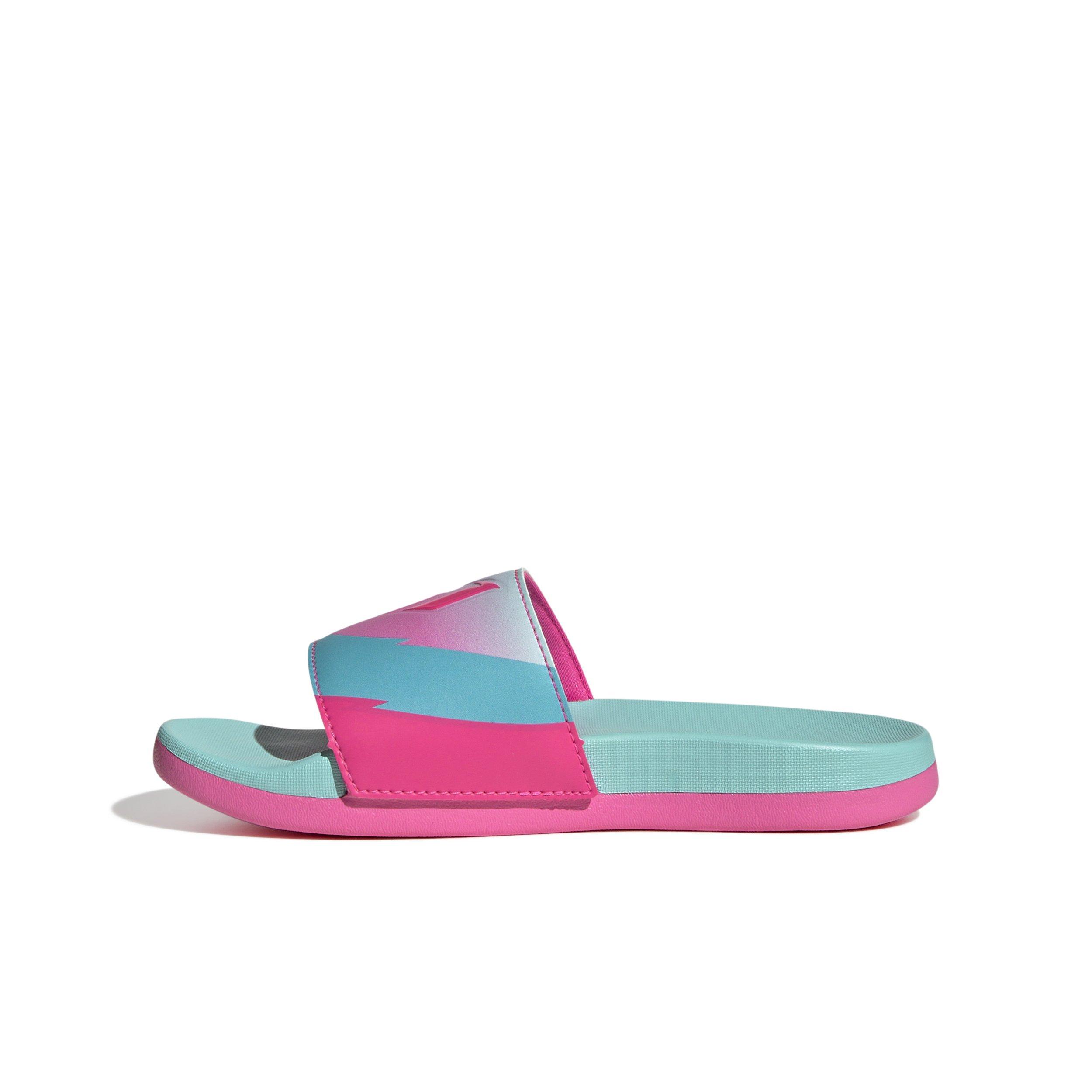 adidas Adilette Comfort Messi "Flash Aqua/Lucid Pink/Lucid Cyan" Preschool Kids' Slide - BLUE/PINK Thumbnail View 2