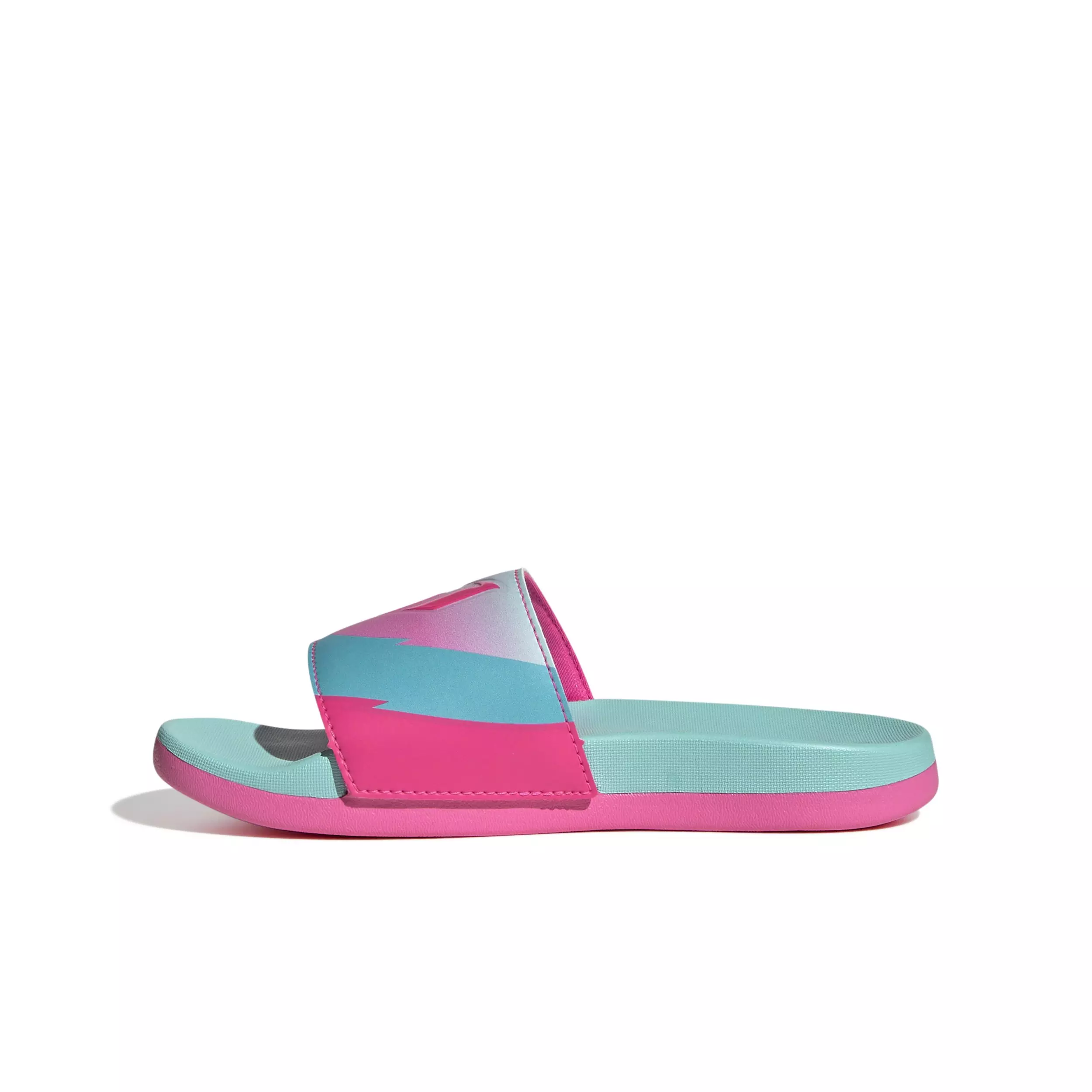 adidas Adilette Comfort Messi "Flash Aqua/Lucid Pink/Lucid Cyan" Preschool Kids' Slide - BLUE/PINK