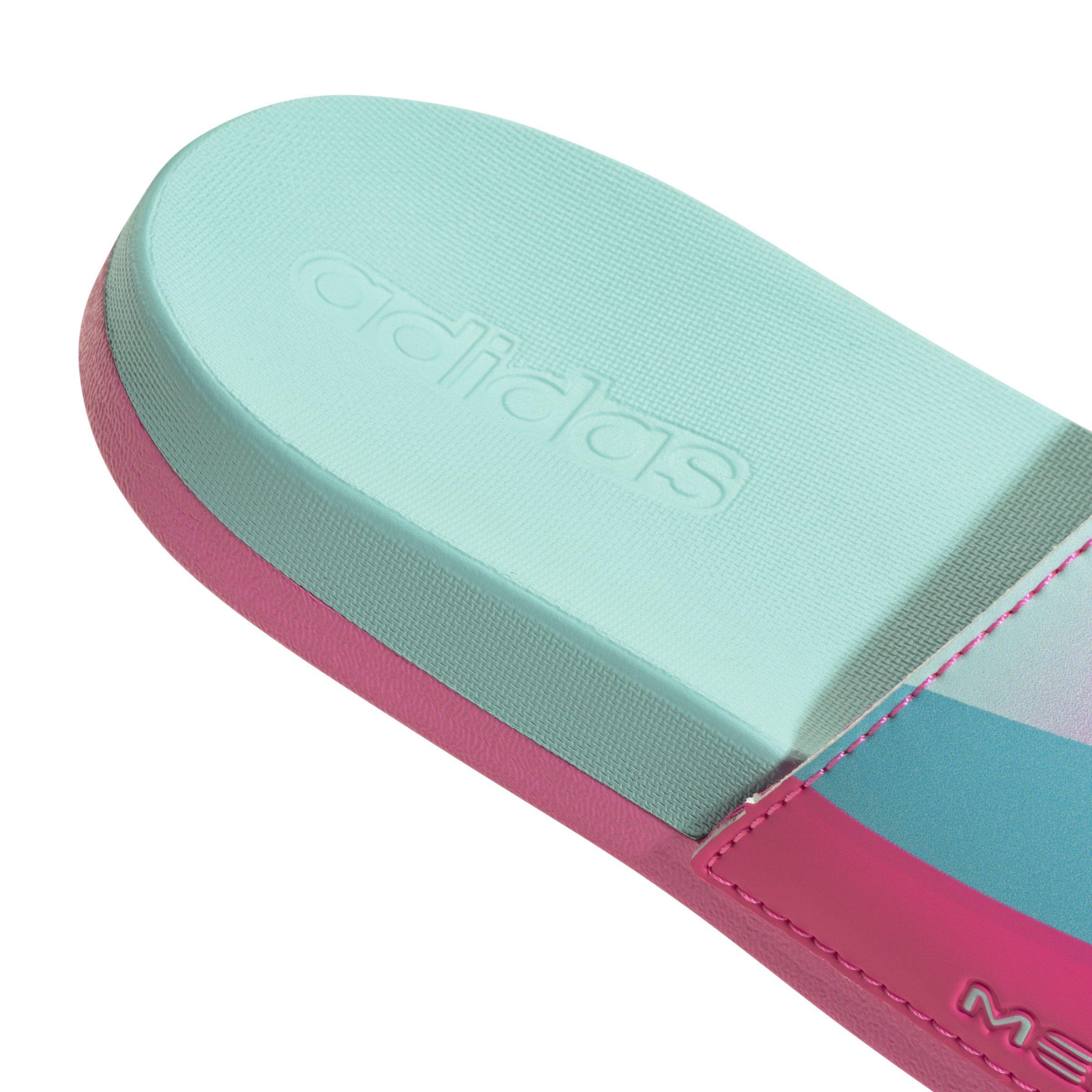 adidas Adilette Comfort Messi "Flash Aqua/Lucid Pink/Lucid Cyan" Preschool Kids' Slide - BLUE/PINK Thumbnail View 6