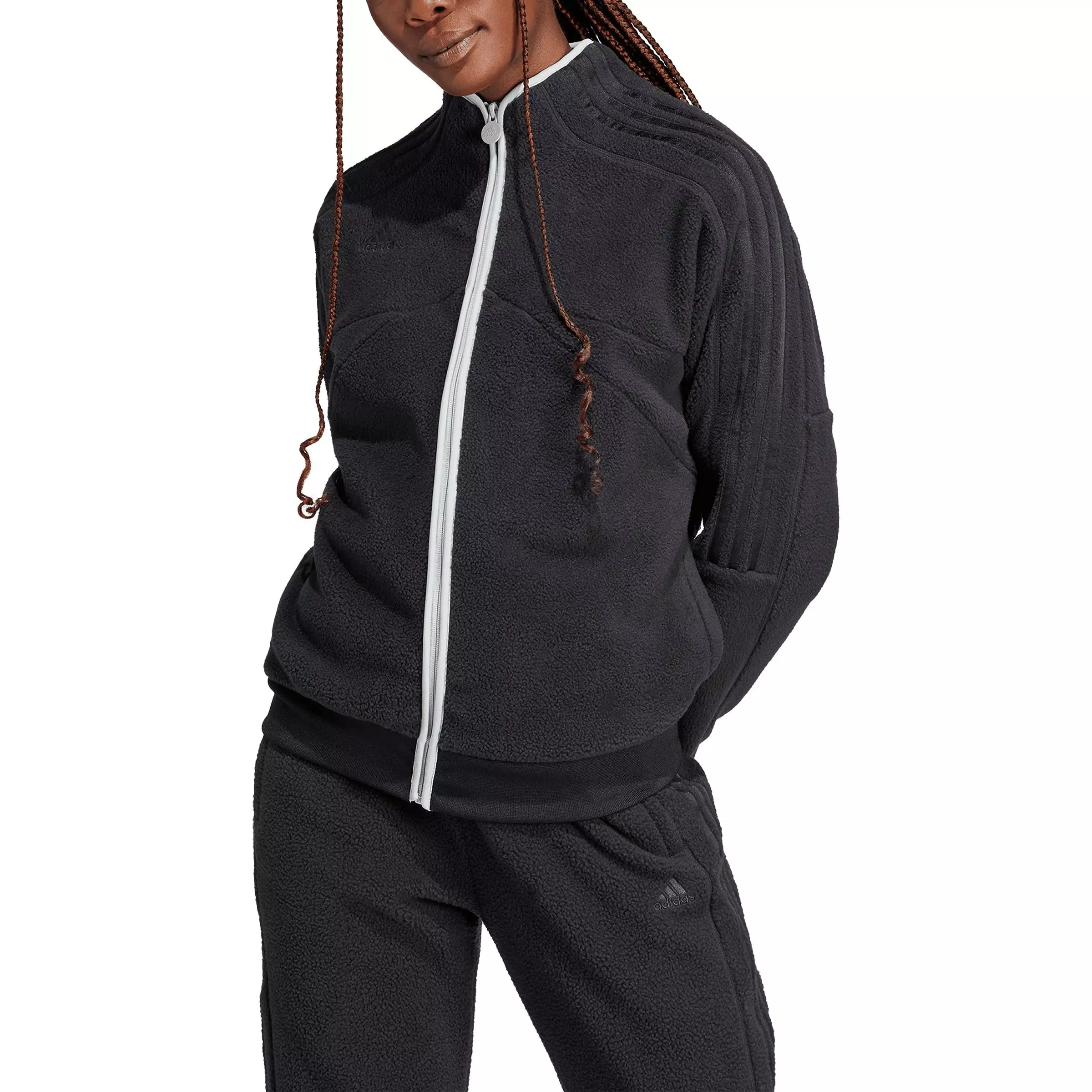 adidas Women's Tiro Fleece Track Top - Black - BLACK